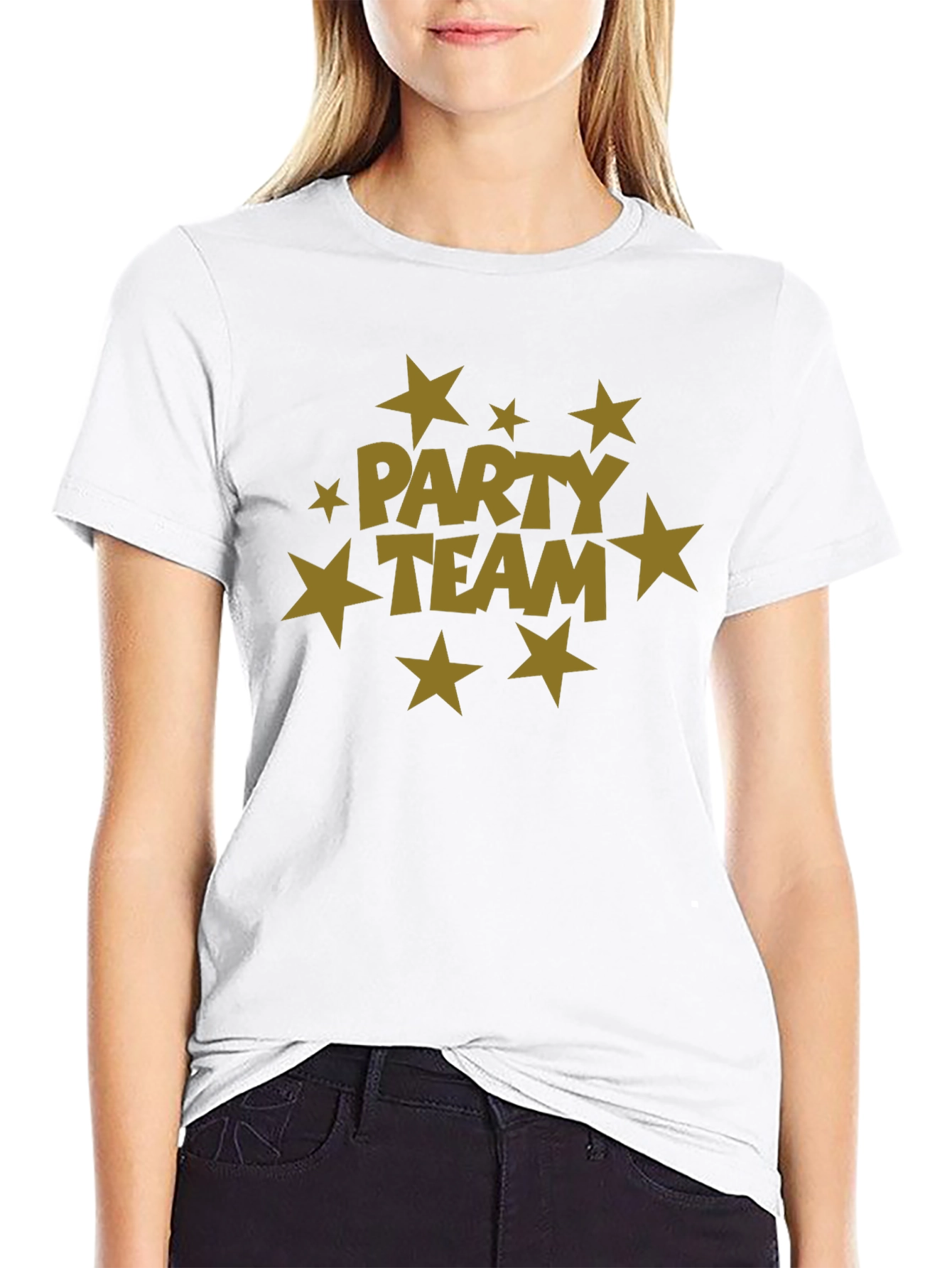 Black Party Team Graphic Print Black T-Shirt view 9