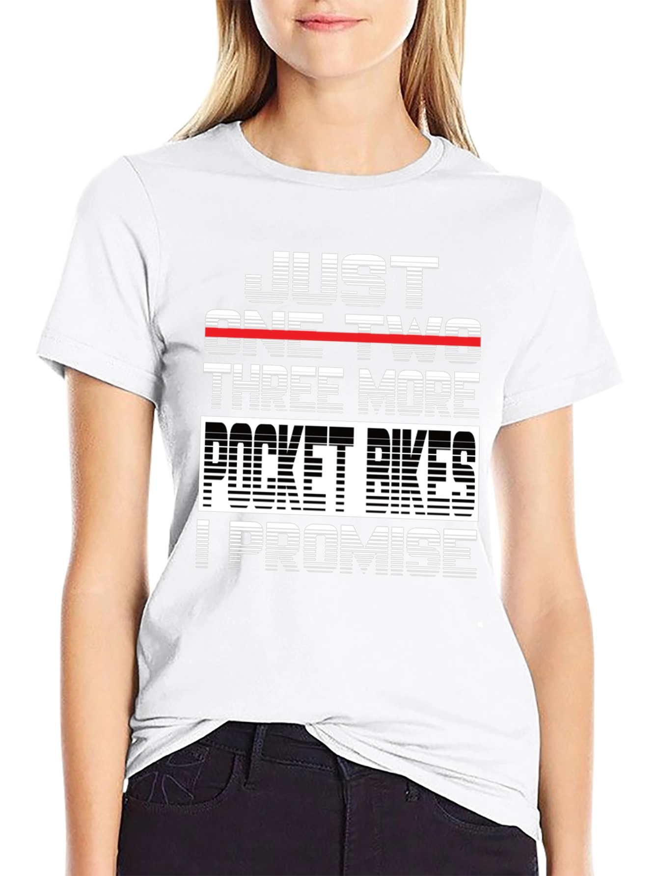Black Just One Two Three More Pocket Bikes T-Shirt view 9