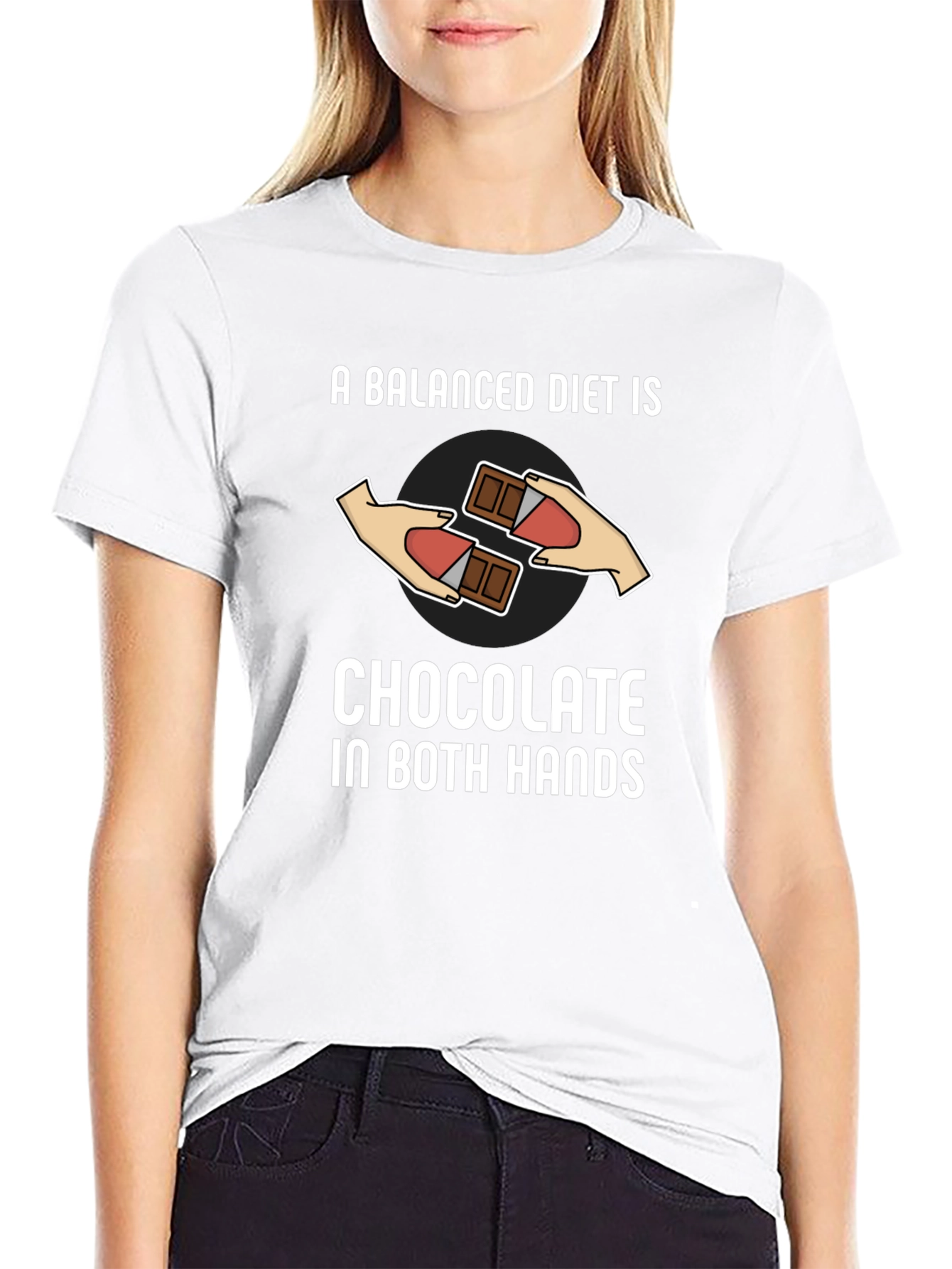Black Balanced Diet Chocolate T-Shirt - Funny Graphic Tee view 9