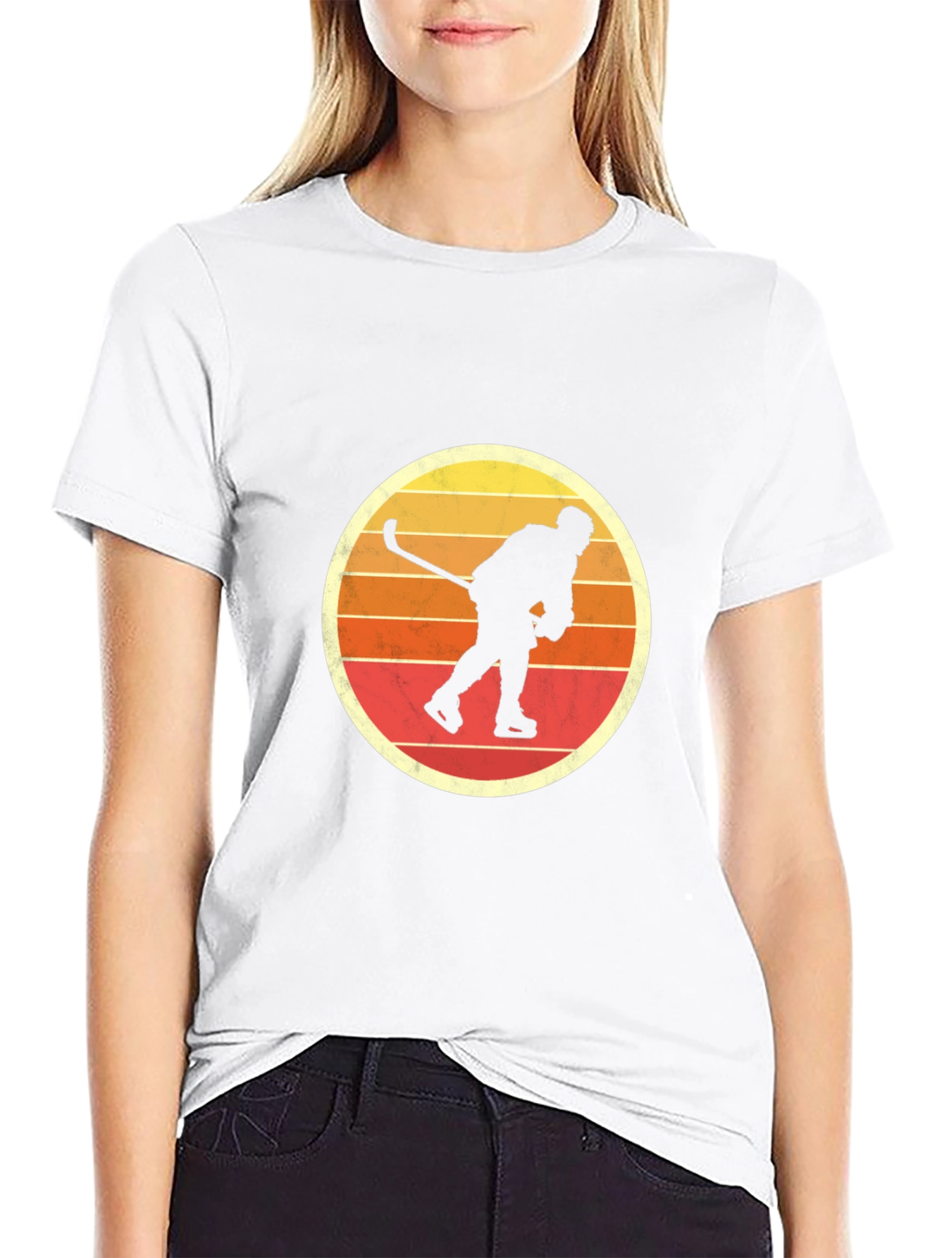 Black Retro Hockey Player Graphic T-Shirt - Vintage Style view 9