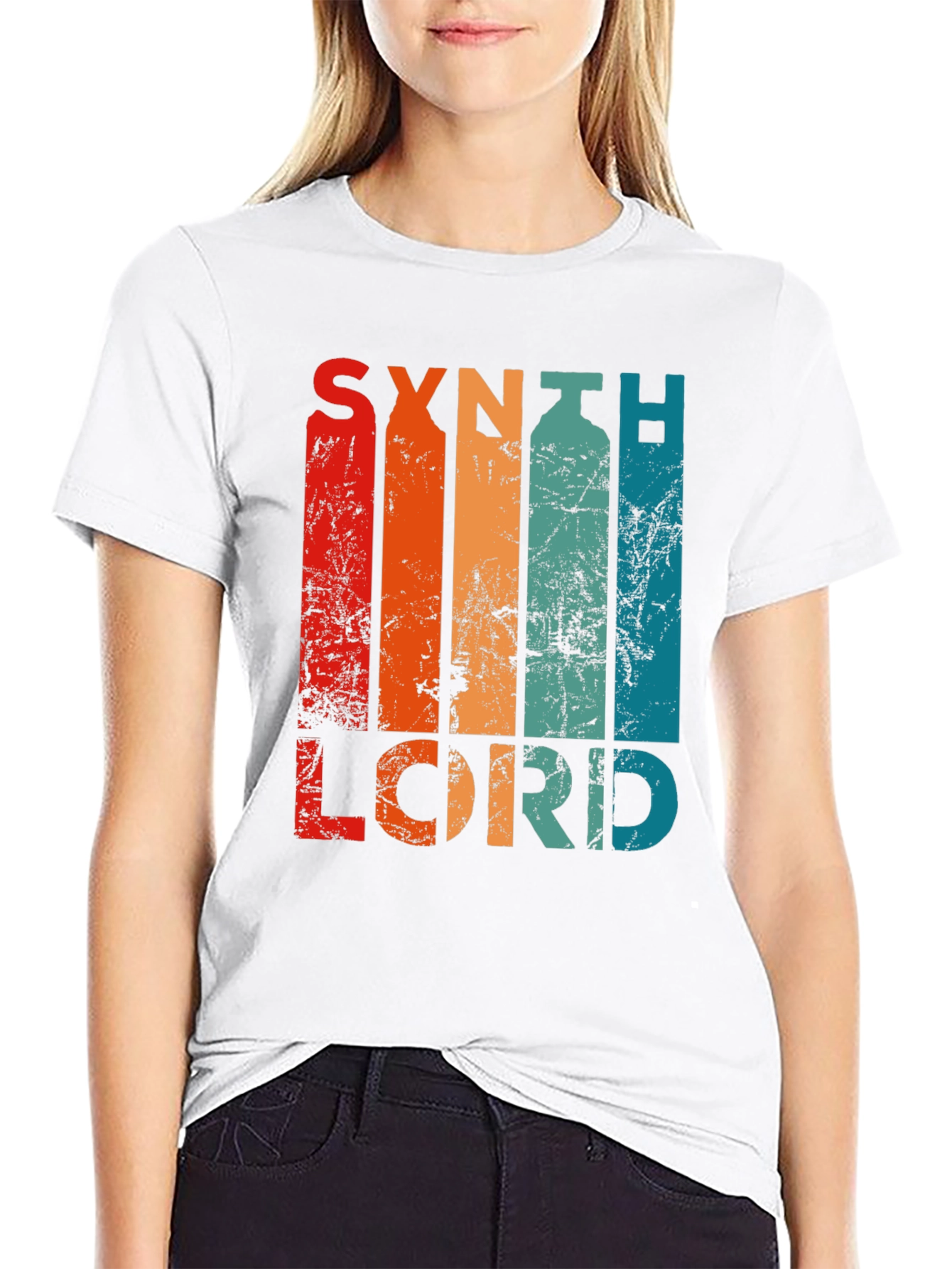 Black Synth Lord Retro T-Shirt, Vintage Style view 9