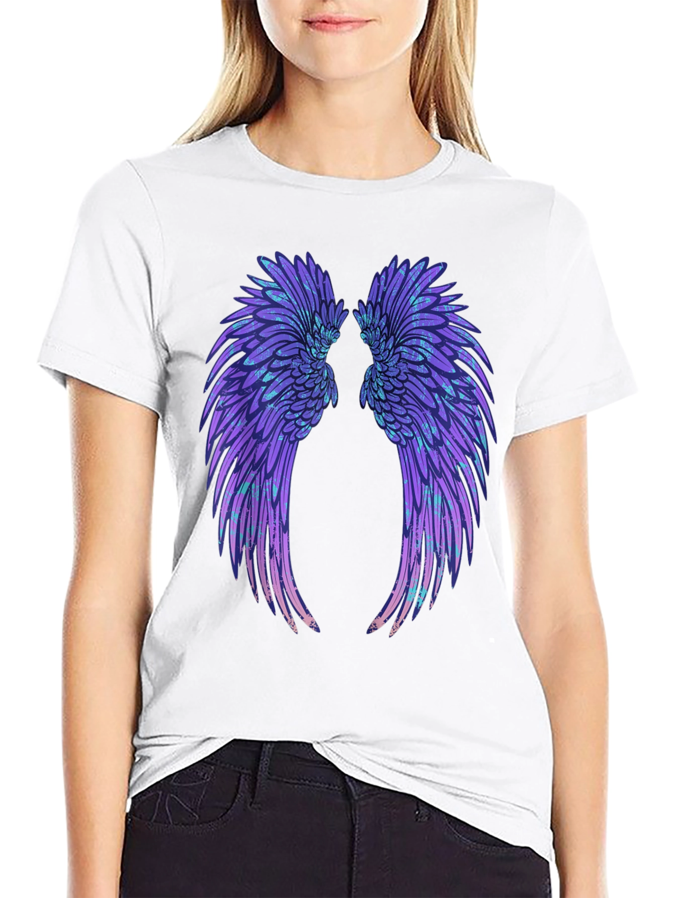 Black Angel Wings Graphic Black T-Shirt view 9