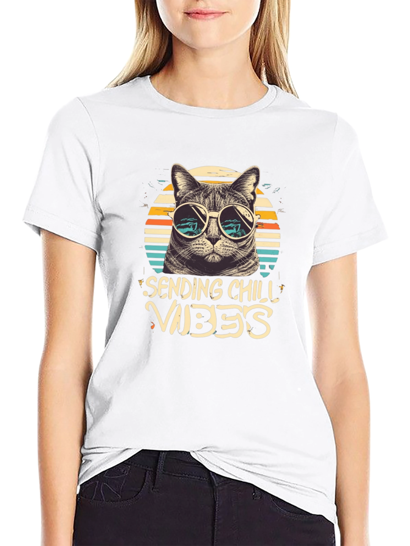 Black Chill Vibes Cat Graphic Tee view 9