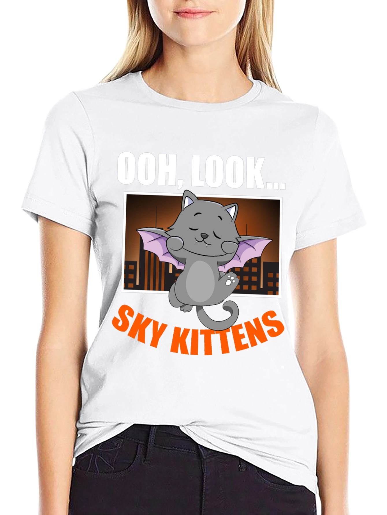 Black Ooh, Look... Sky Kittens Black Graphic Tee view 9