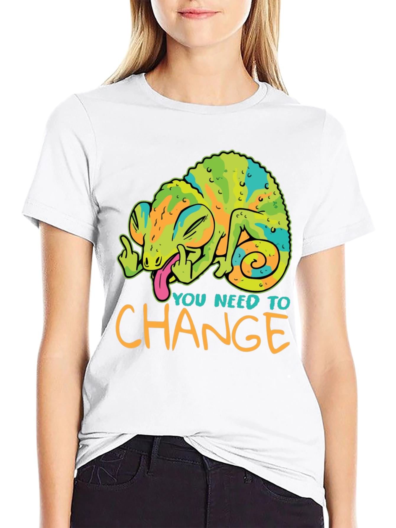 Black You Need To Change T-Shirt Chameleon Funny Offensive view 9