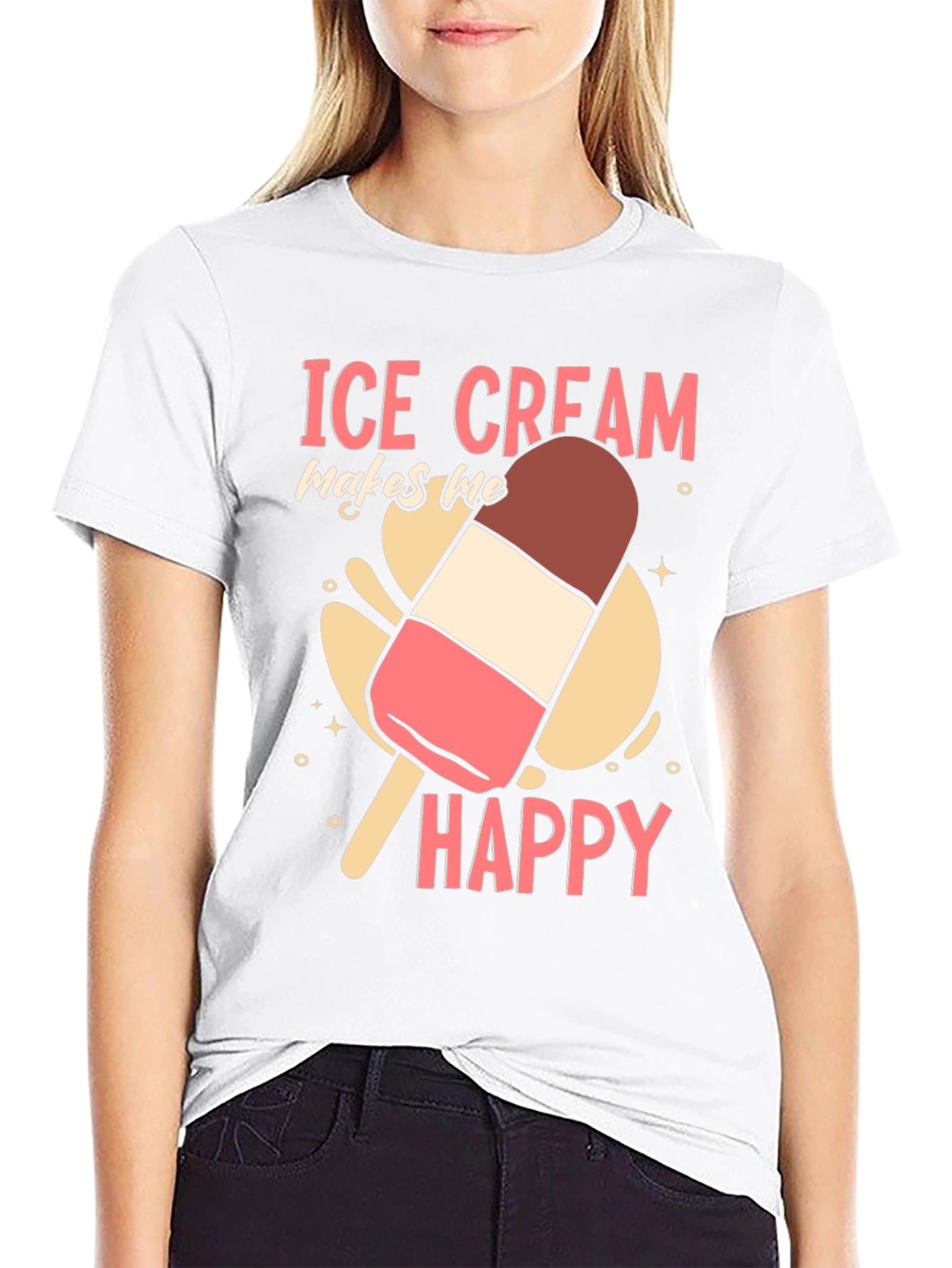 Black Ice Cream Makes Me Happy Graphic Tee view 9