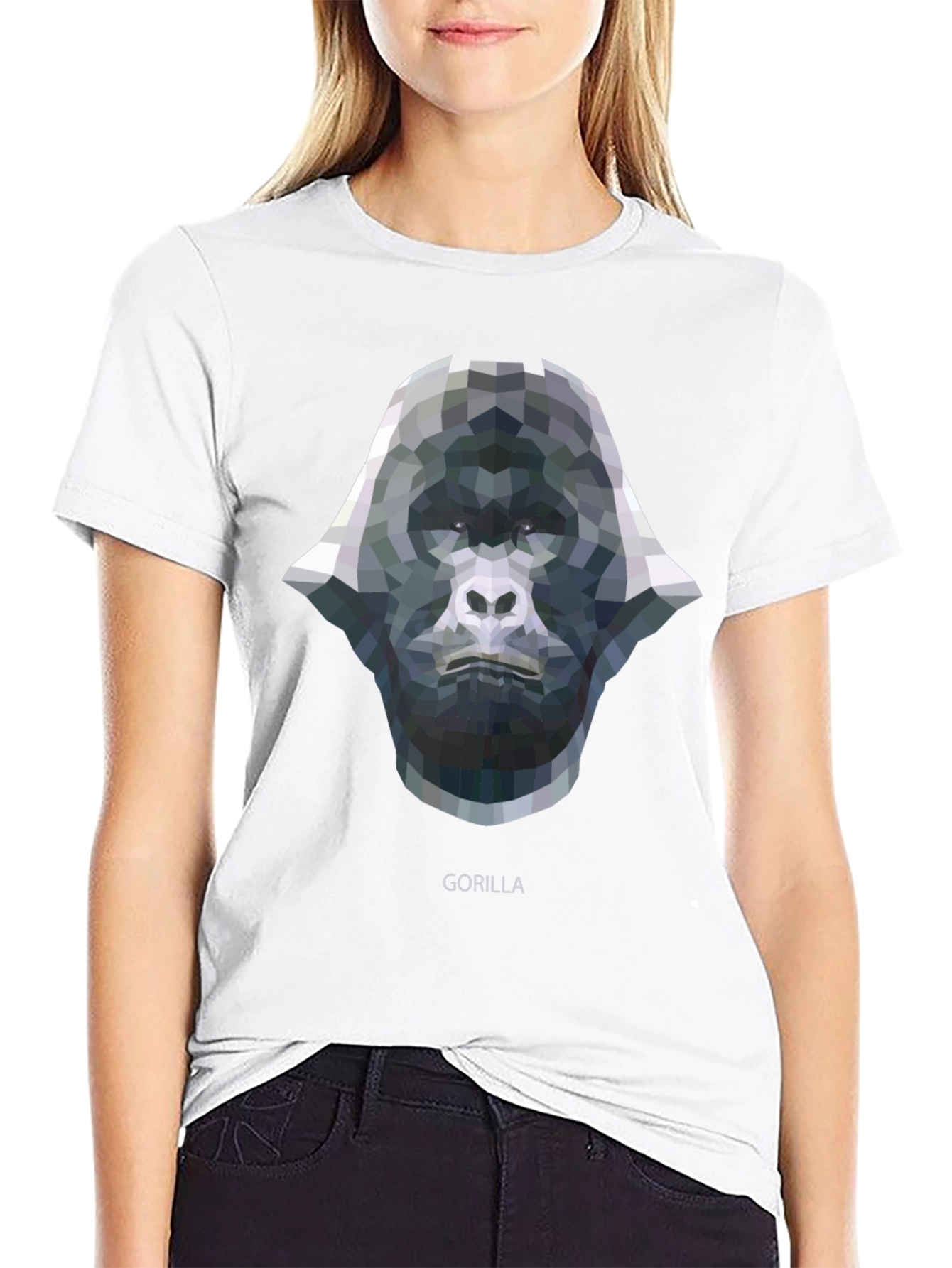 Black Geometric Gorilla Graphic Tee - Black Cotton view 9