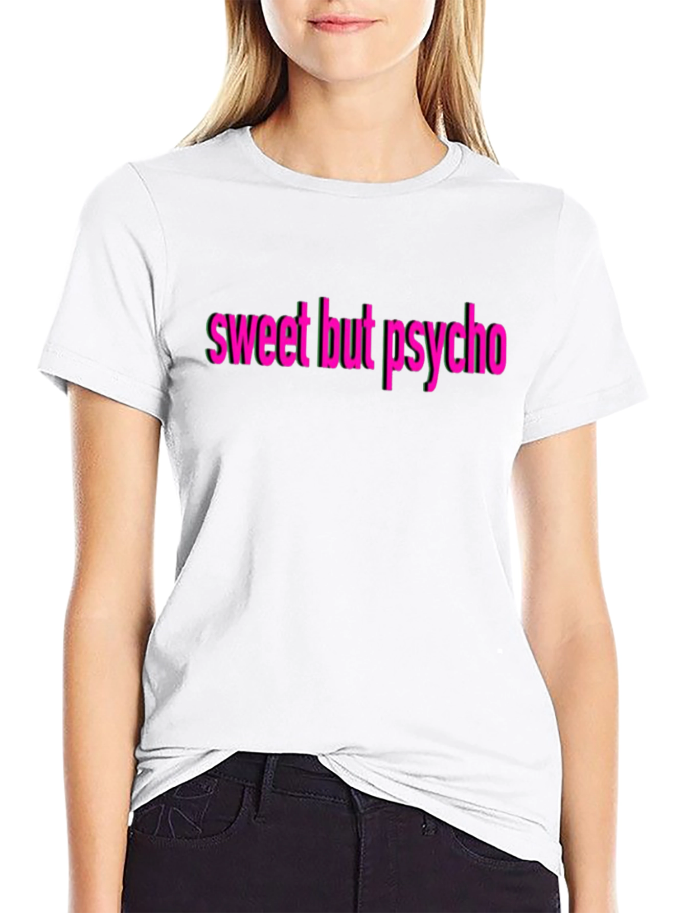 Black Sweet But Psycho T-Shirt - Black Cotton Blend view 9