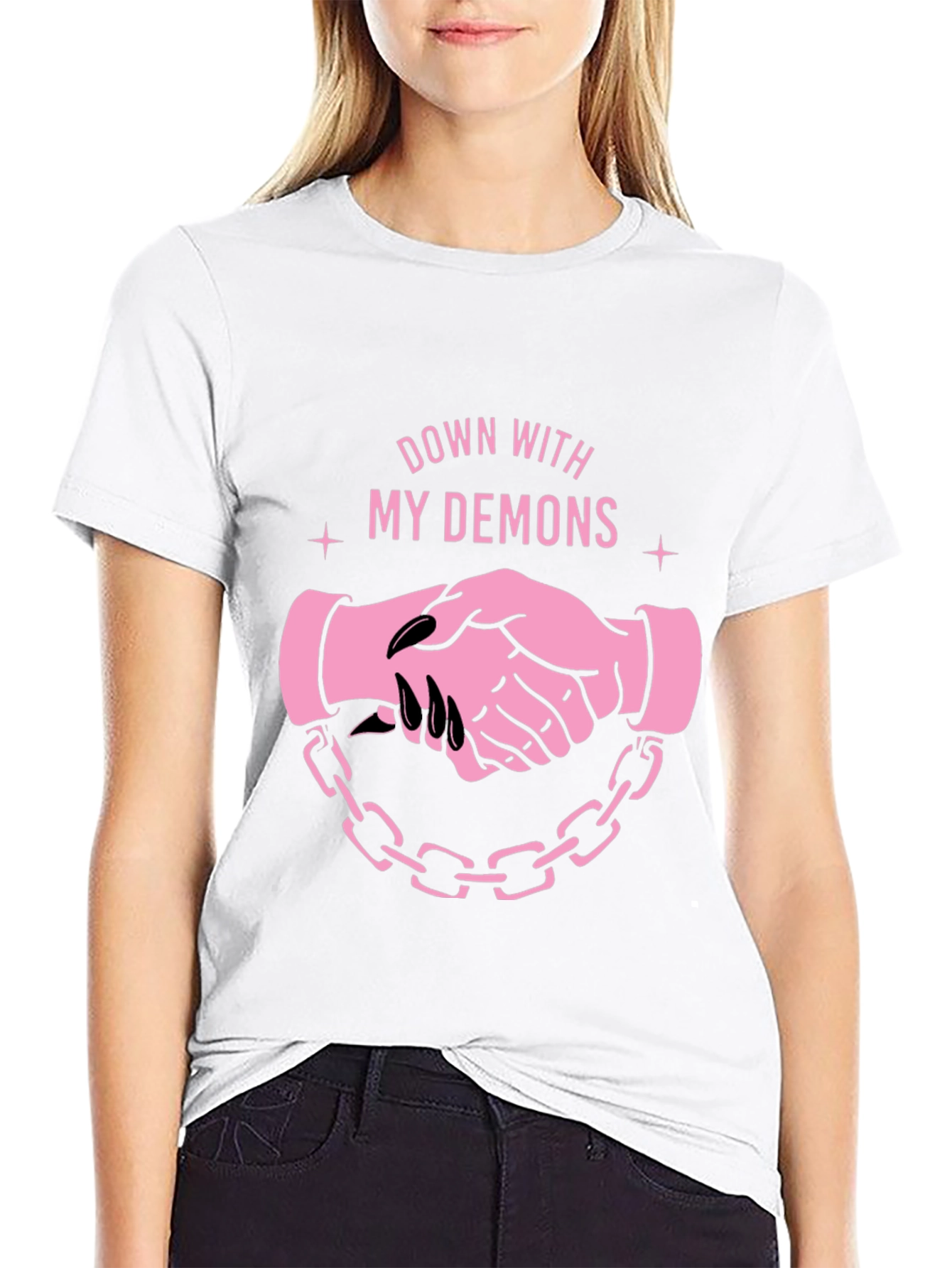 Black Down With My Demons Graphic Tee - Black view 9