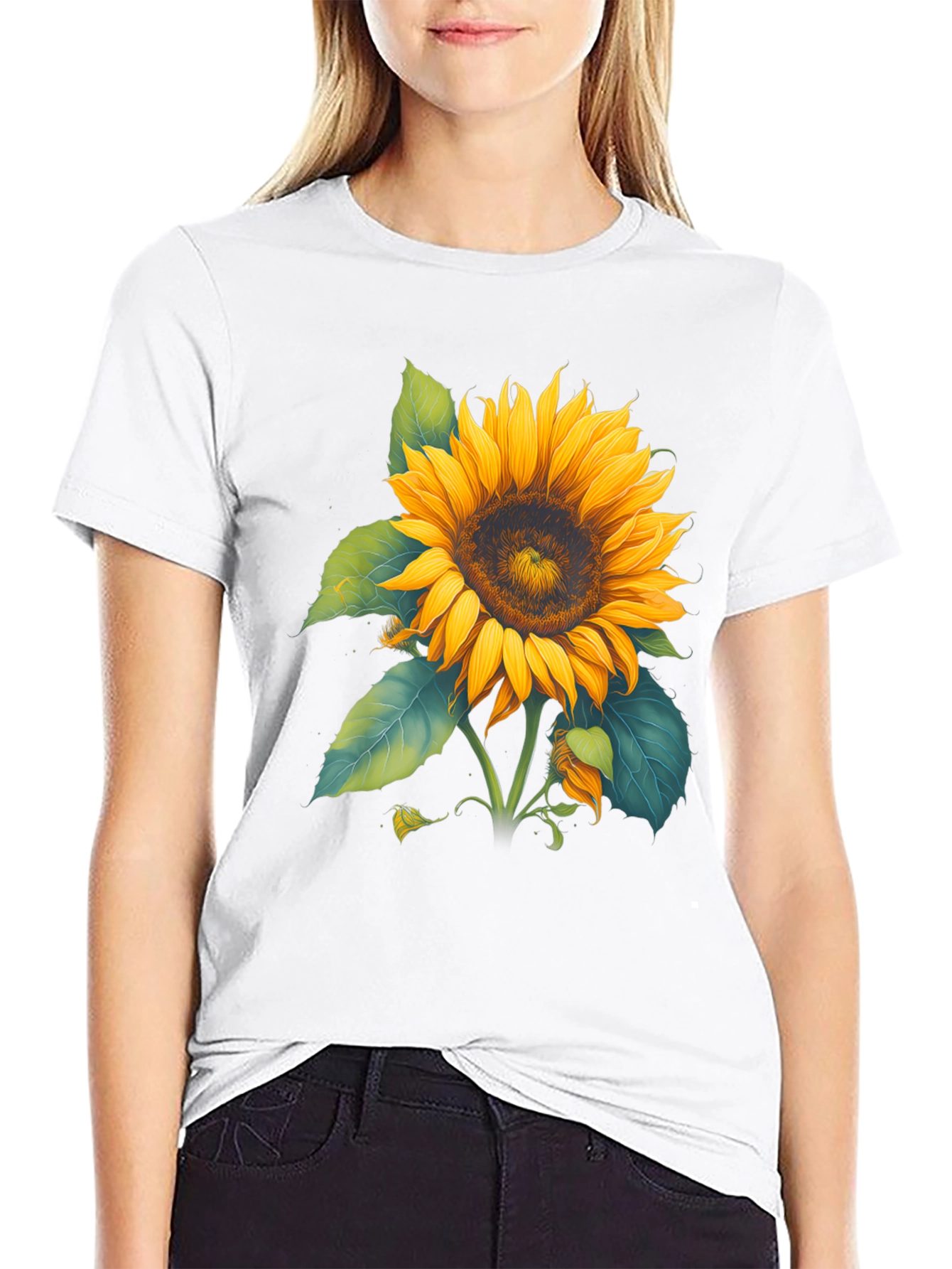 Black Sunflower Graphic Black T-Shirt view 9
