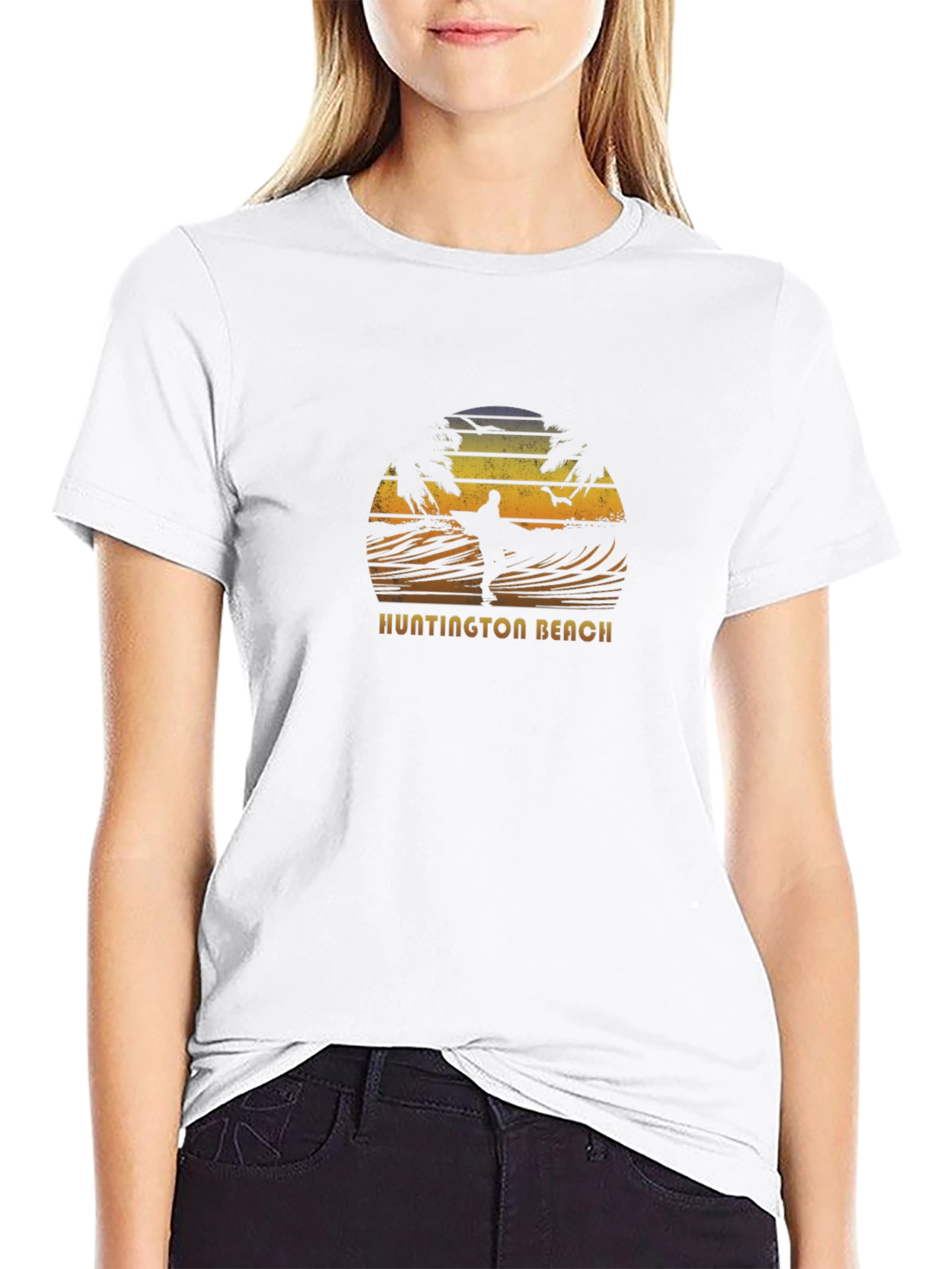 Black Huntington Beach Surfer Graphic Tee - Vintage Style view 9
