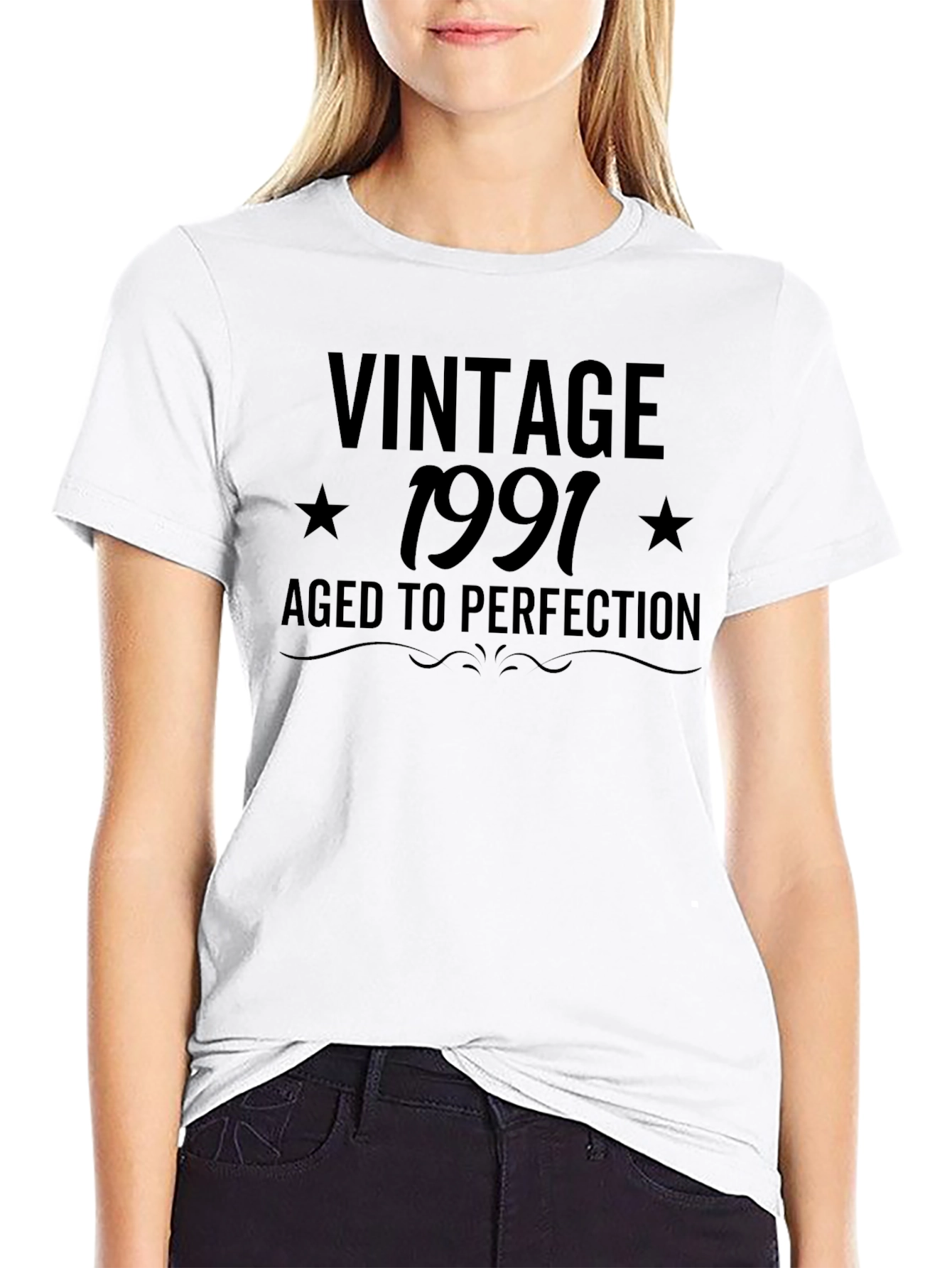 Black Vintage 1991 Aged to Perfection Black T-Shirt view 9