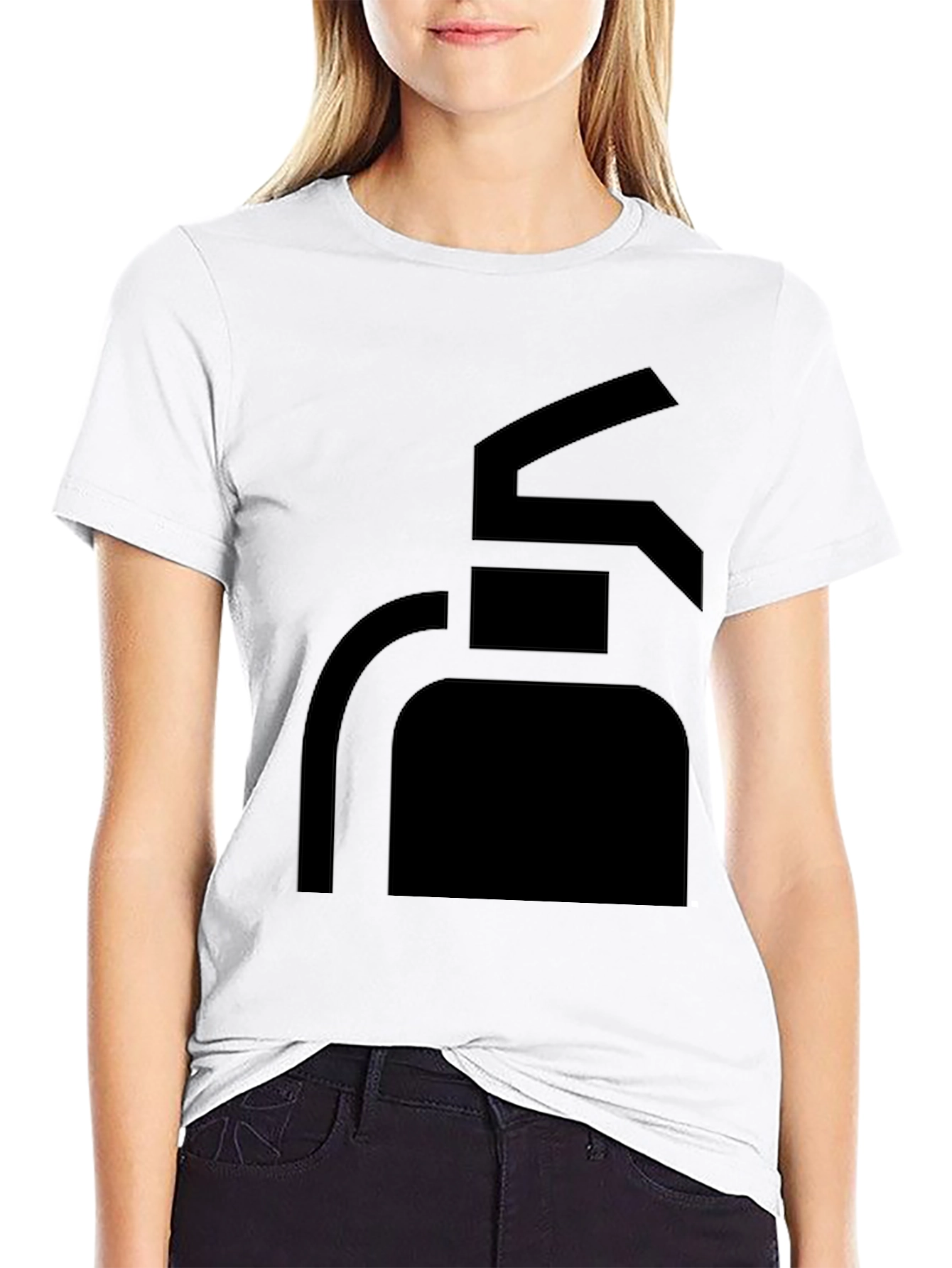 Black Men's Black T-Shirt with Fire Extinguisher Graphic view 9