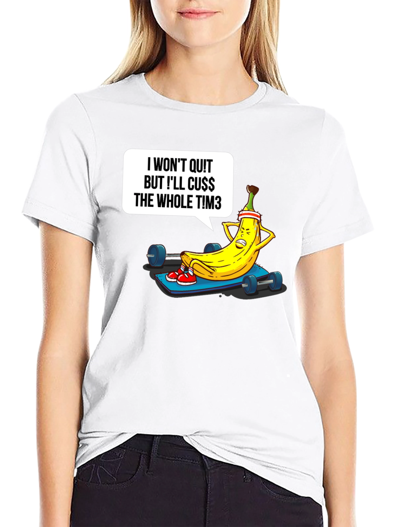 Black Funny Workout Banana Graphic T-Shirt view 9