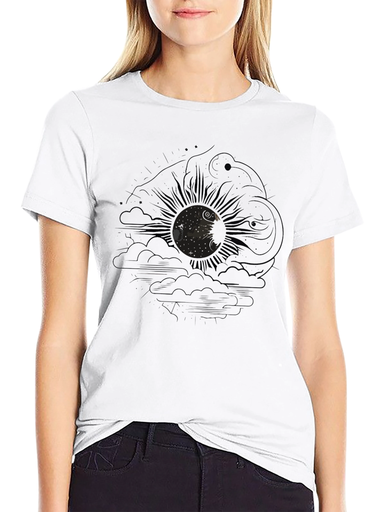 Black Mystic Sun Graphic T-Shirt - Black Cotton Tee view 9