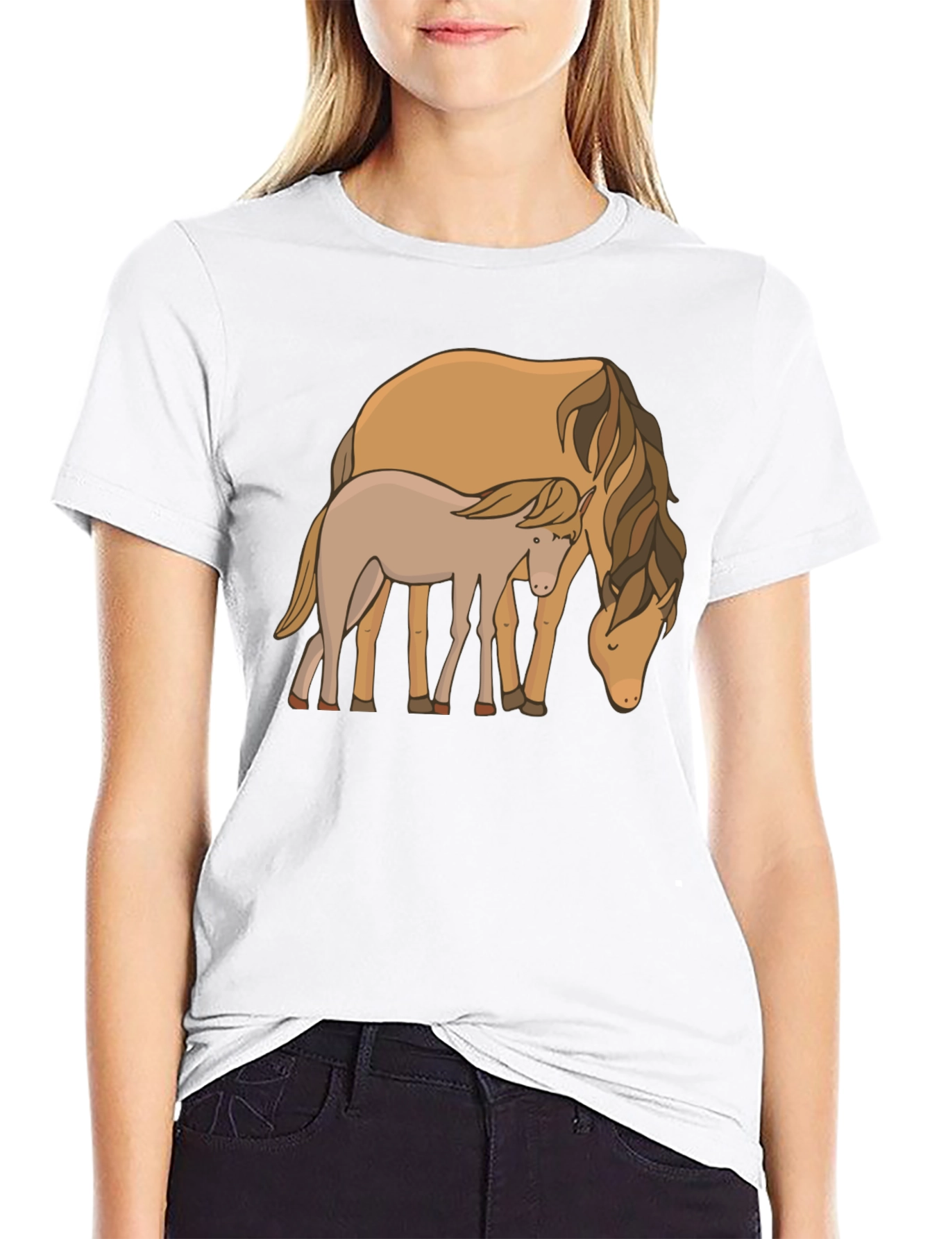 Black Horse & Foal Graphic Tee - Black Casual T-Shirt view 9