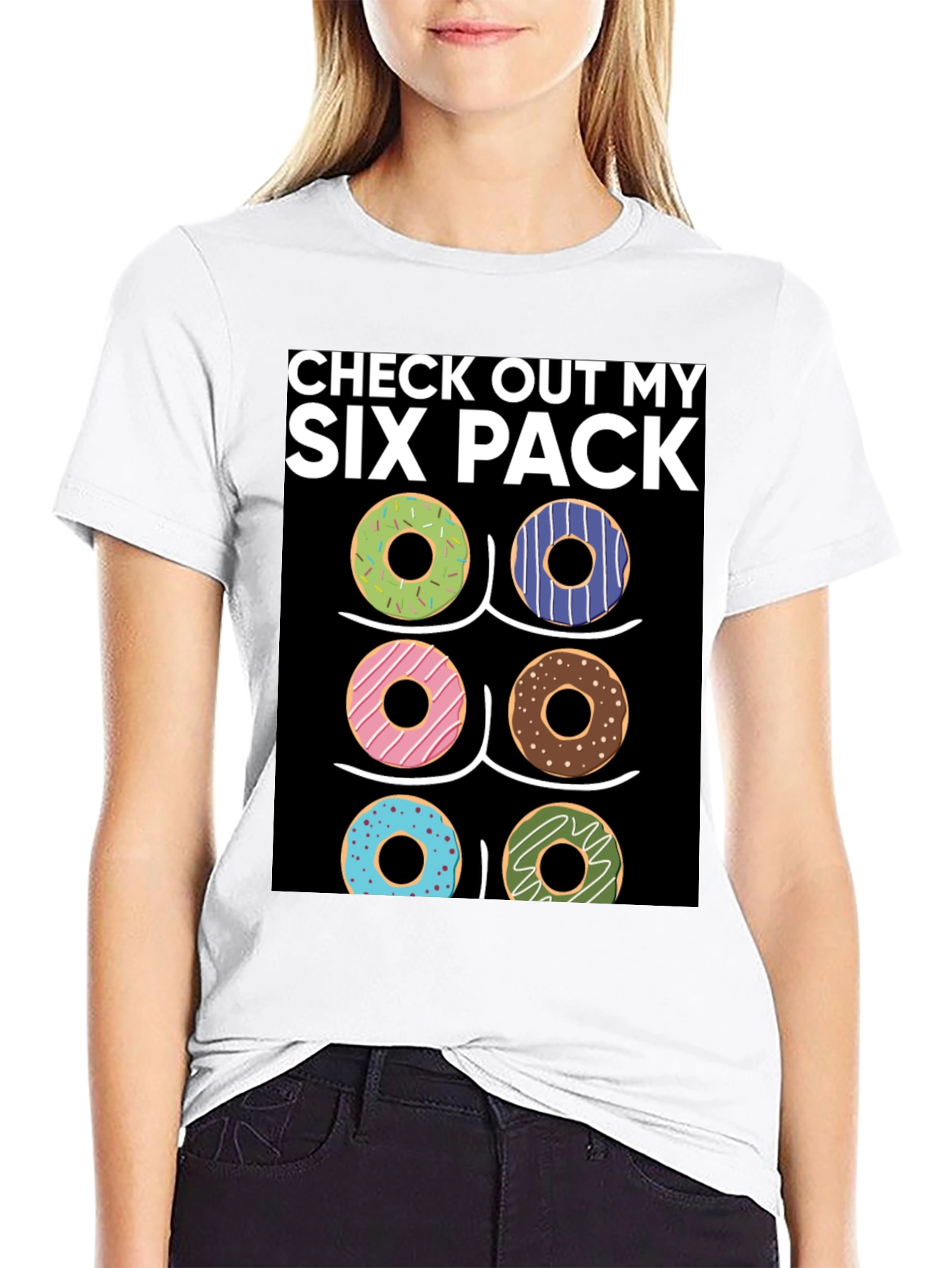 Black Six Pack Donuts T-Shirt - Funny Gym Workout Tee view 9