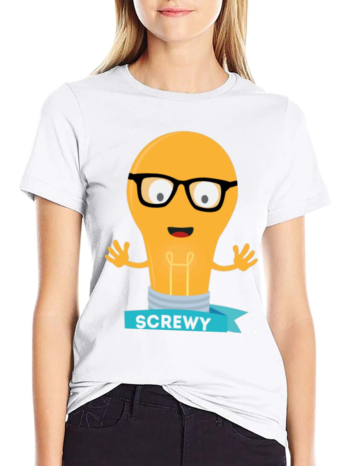 Black Screwy Light Bulb Graphic Tee view 9