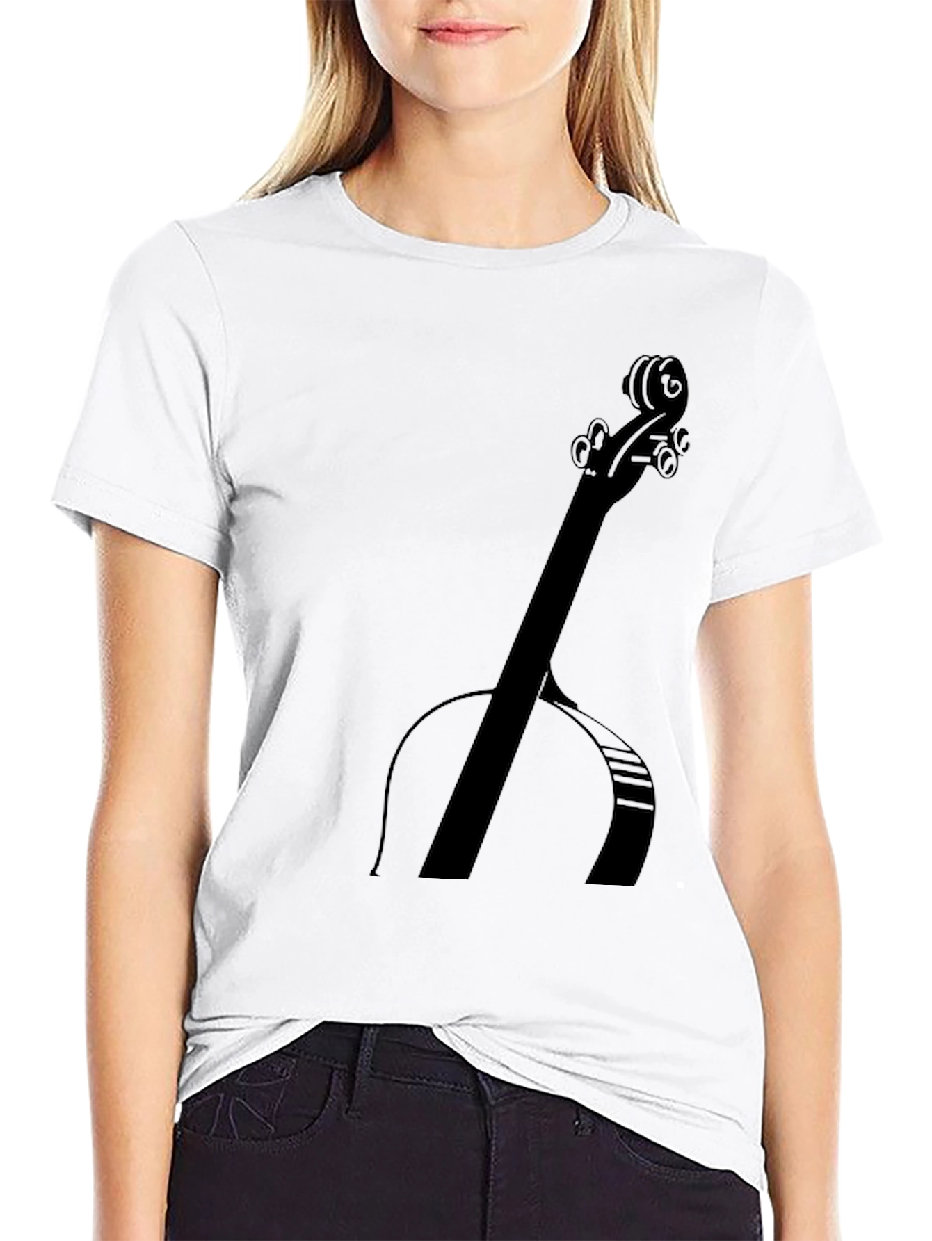 Black Cello Graphic Tee - Musician's Black T-Shirt view 9