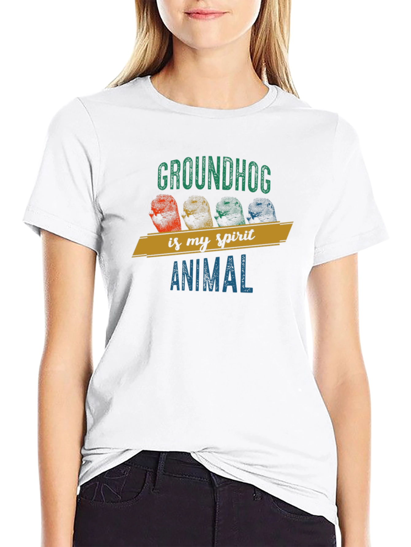 Black Groundhog Spirit Animal T-Shirt view 9