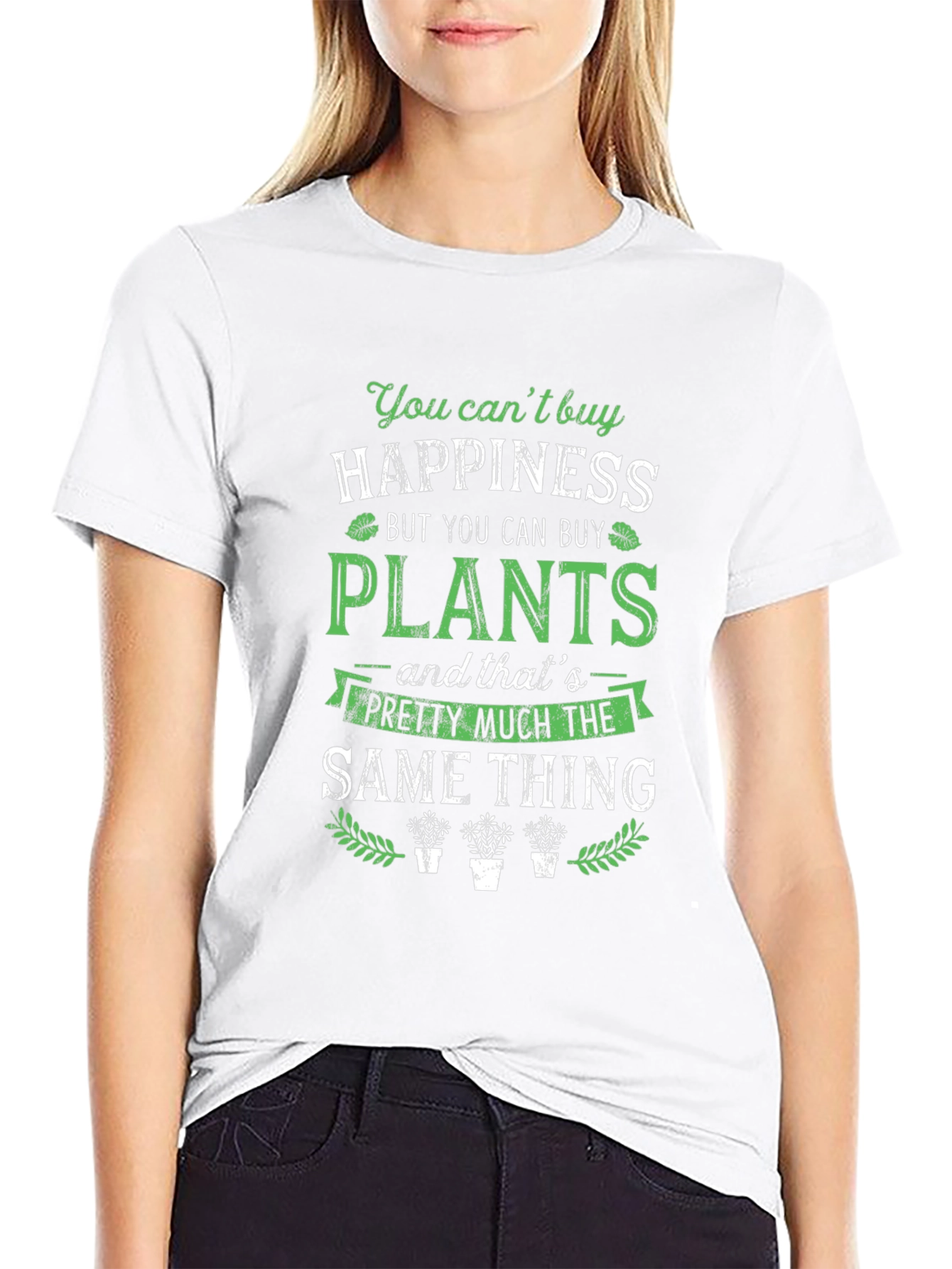 Black Happiness is Plants Graphic Tee view 9