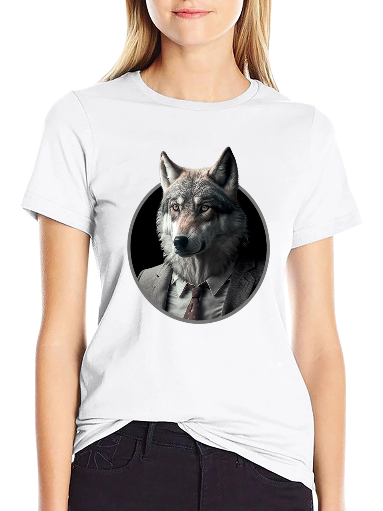 Black Wolf in Suit Graphic T-Shirt - Mens view 9