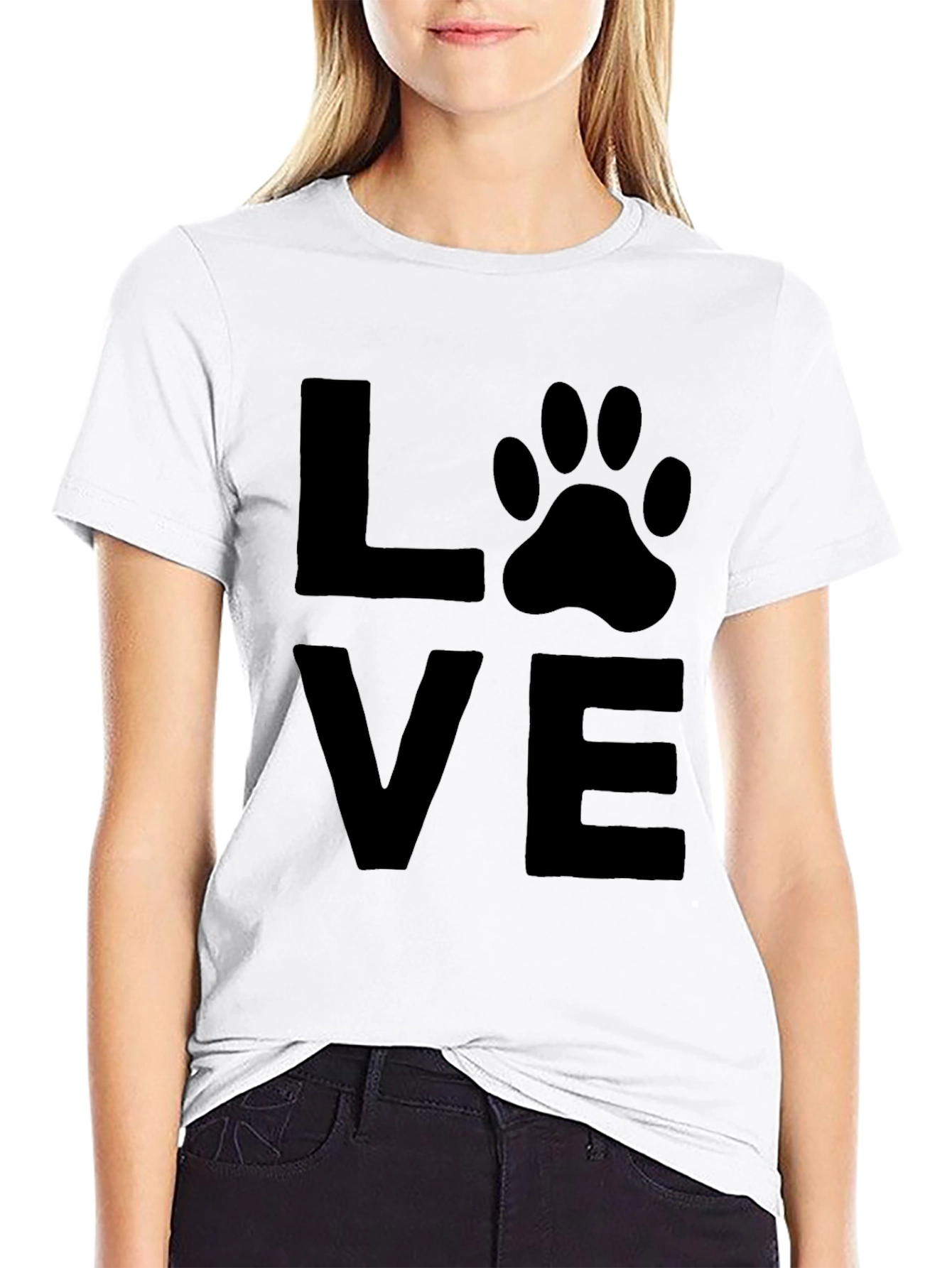 Black Love Paw Print T-Shirt - Black Graphic Tee view 9
