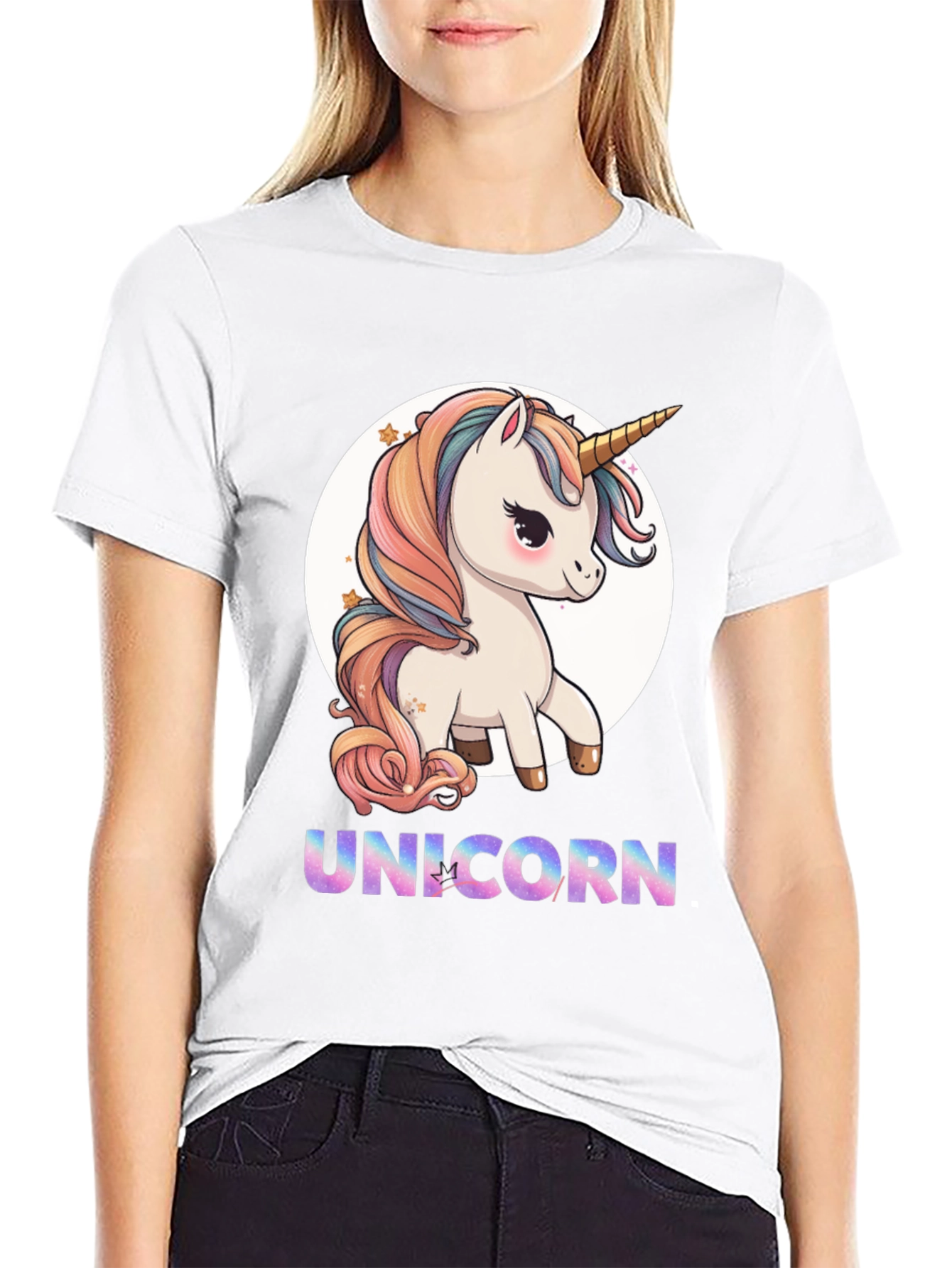 Black Unicorn T-Shirt - Cute Cartoon Style view 9