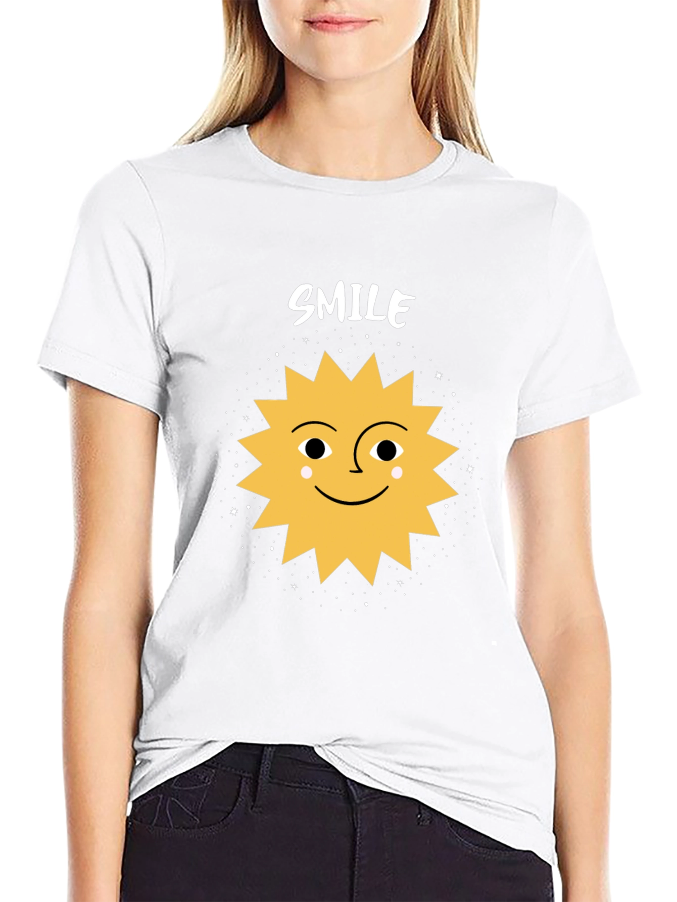 Black Smile Sun Graphic Tee - Black Cotton Blend Shirt view 9
