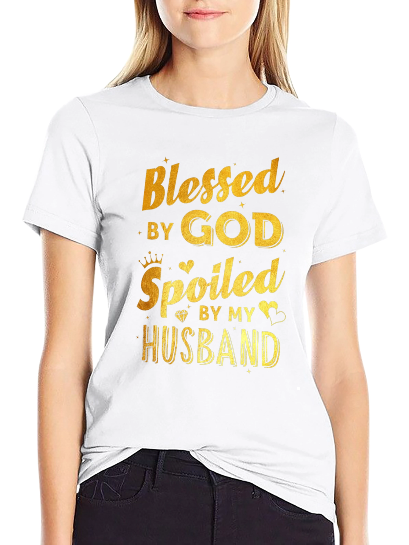 Black Blessed by God Spoiled by Husband Black T-Shirt view 9