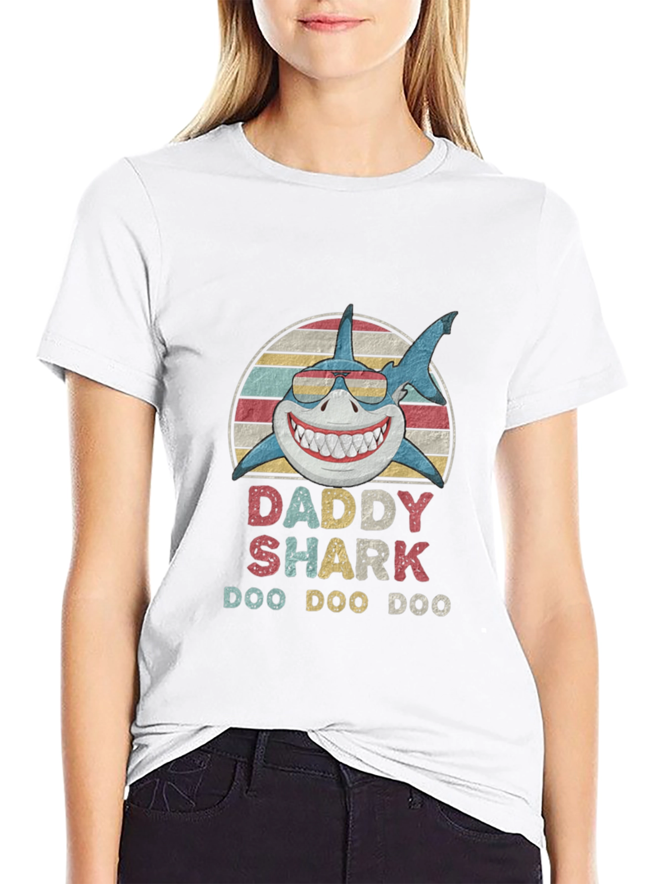 Black Daddy Shark Doo Doo Doo T-Shirt view 9