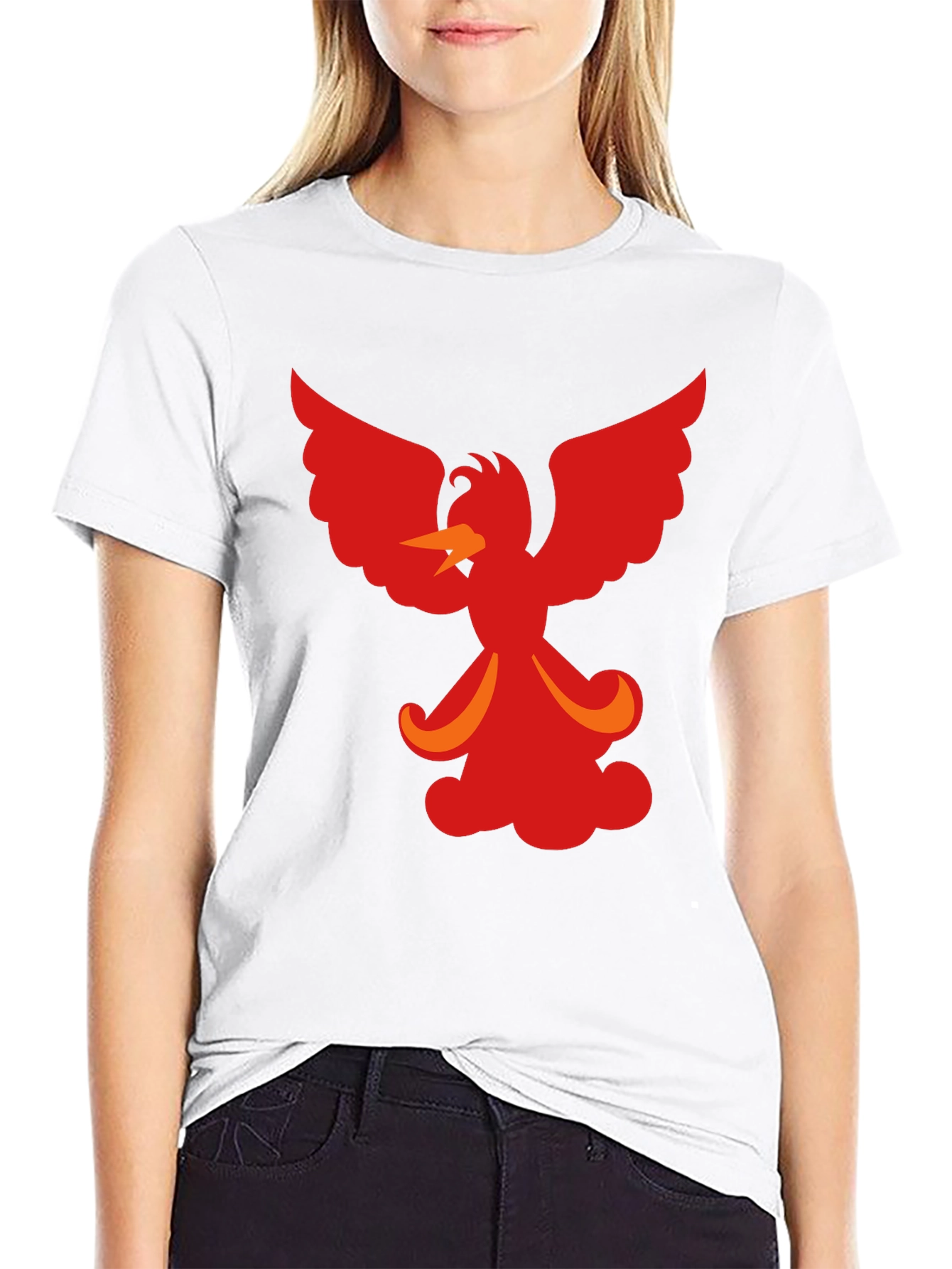 Black Fiery Phoenix Graphic Tee - Black Cotton Blend view 9