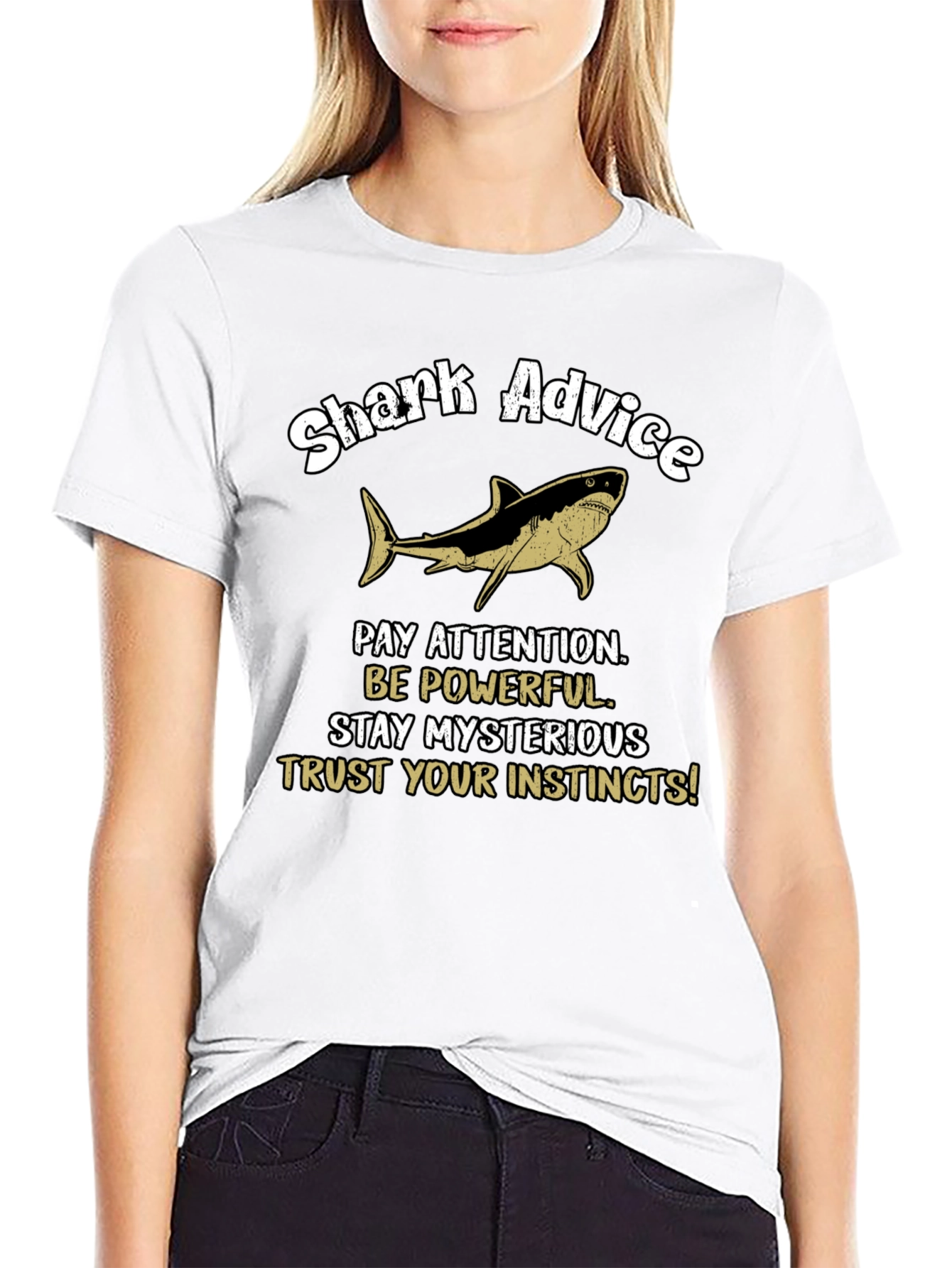 Black Shark Advice Graphic T-Shirt - Pay Attention Tee view 9