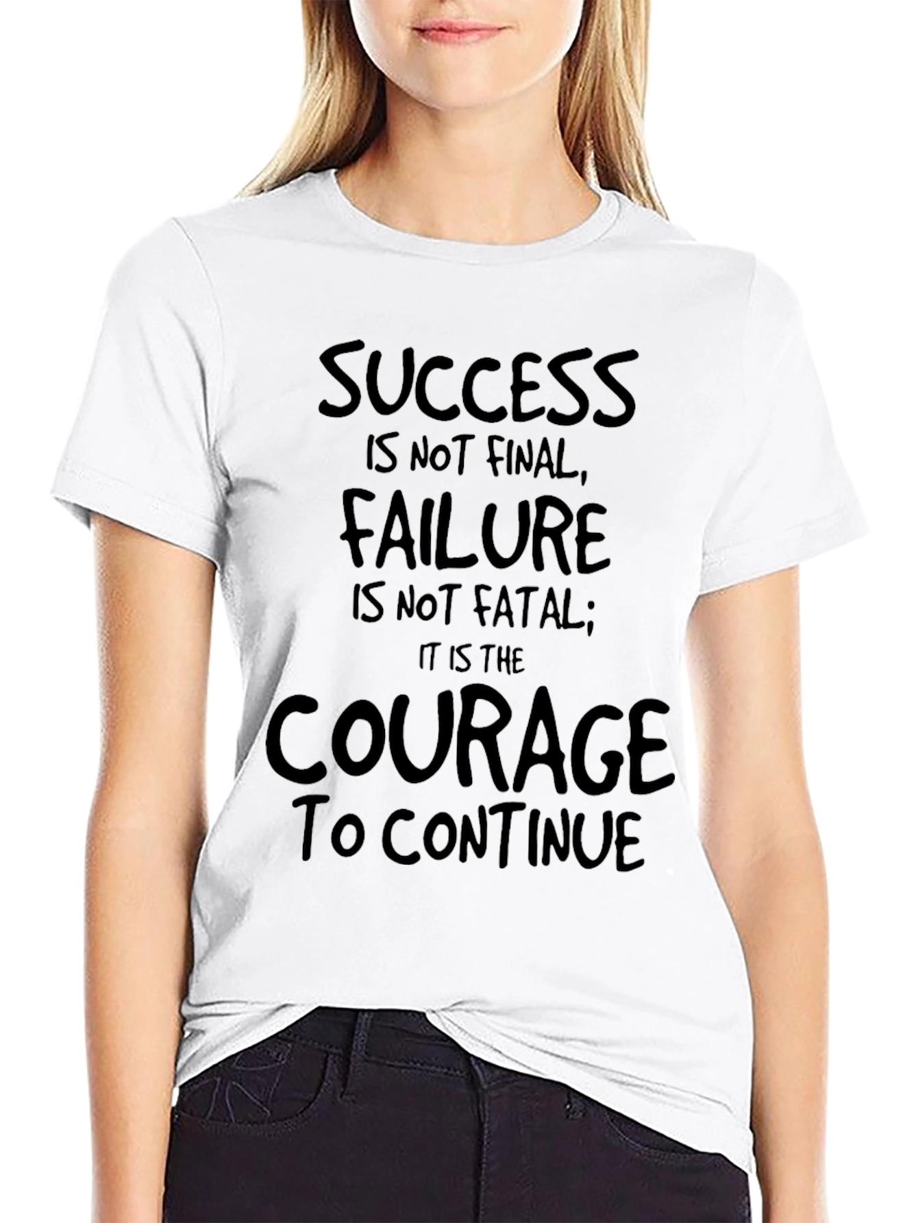 Black Motivational Graphic T-Shirt - Success, Failure, Courage view 9
