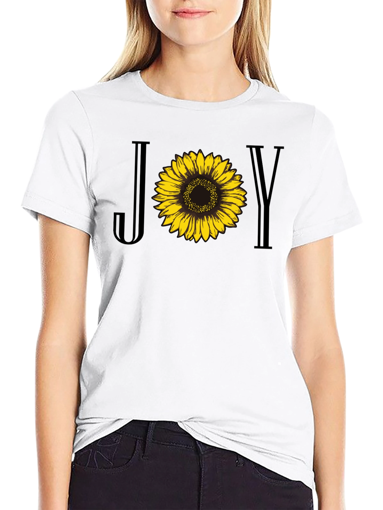 Black Joy Sunflower Graphic Tee - Black Cotton Blend view 9
