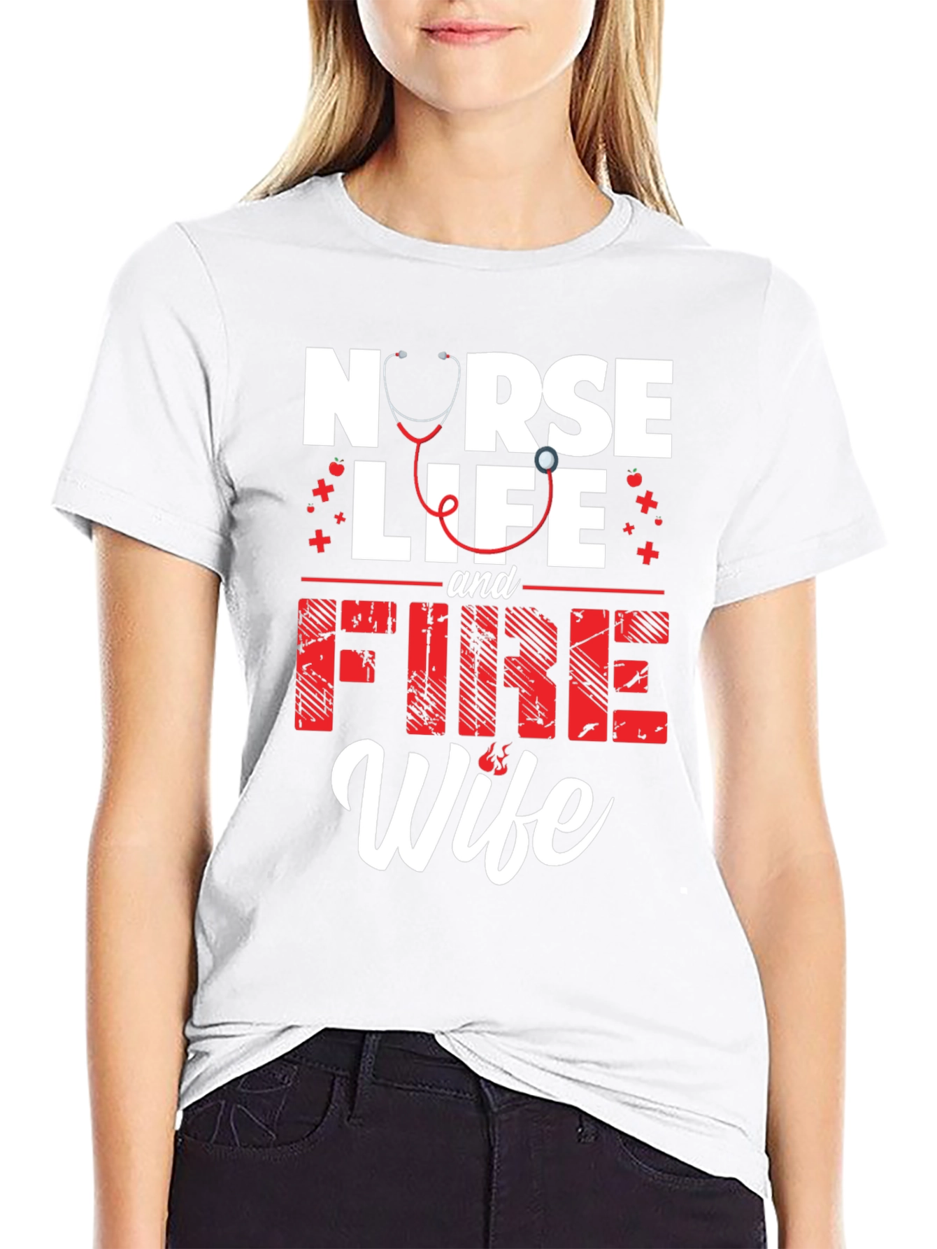 Black Nurse Life & Fire Wife Graphic T-Shirt view 9