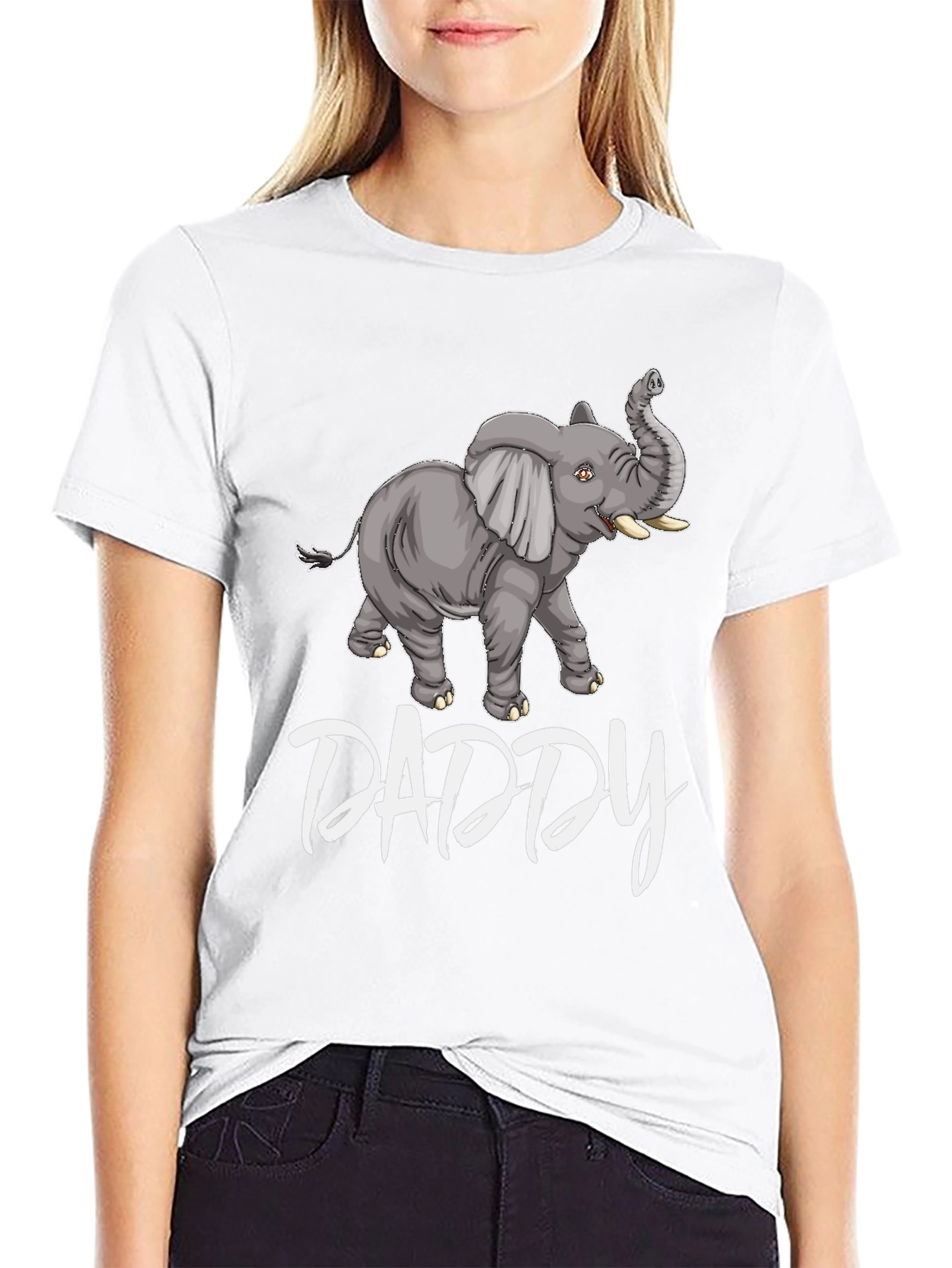 Black Daddy Elephant Graphic Tee - Black Cotton T-Shirt view 9