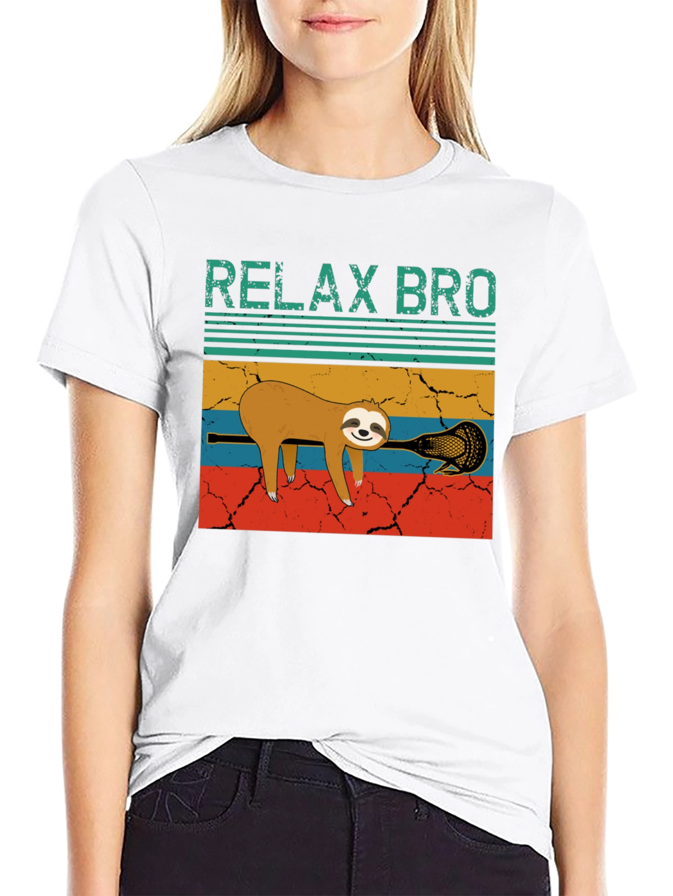 Black Relax Bro Sloth Lacrosse Graphic Tee view 9