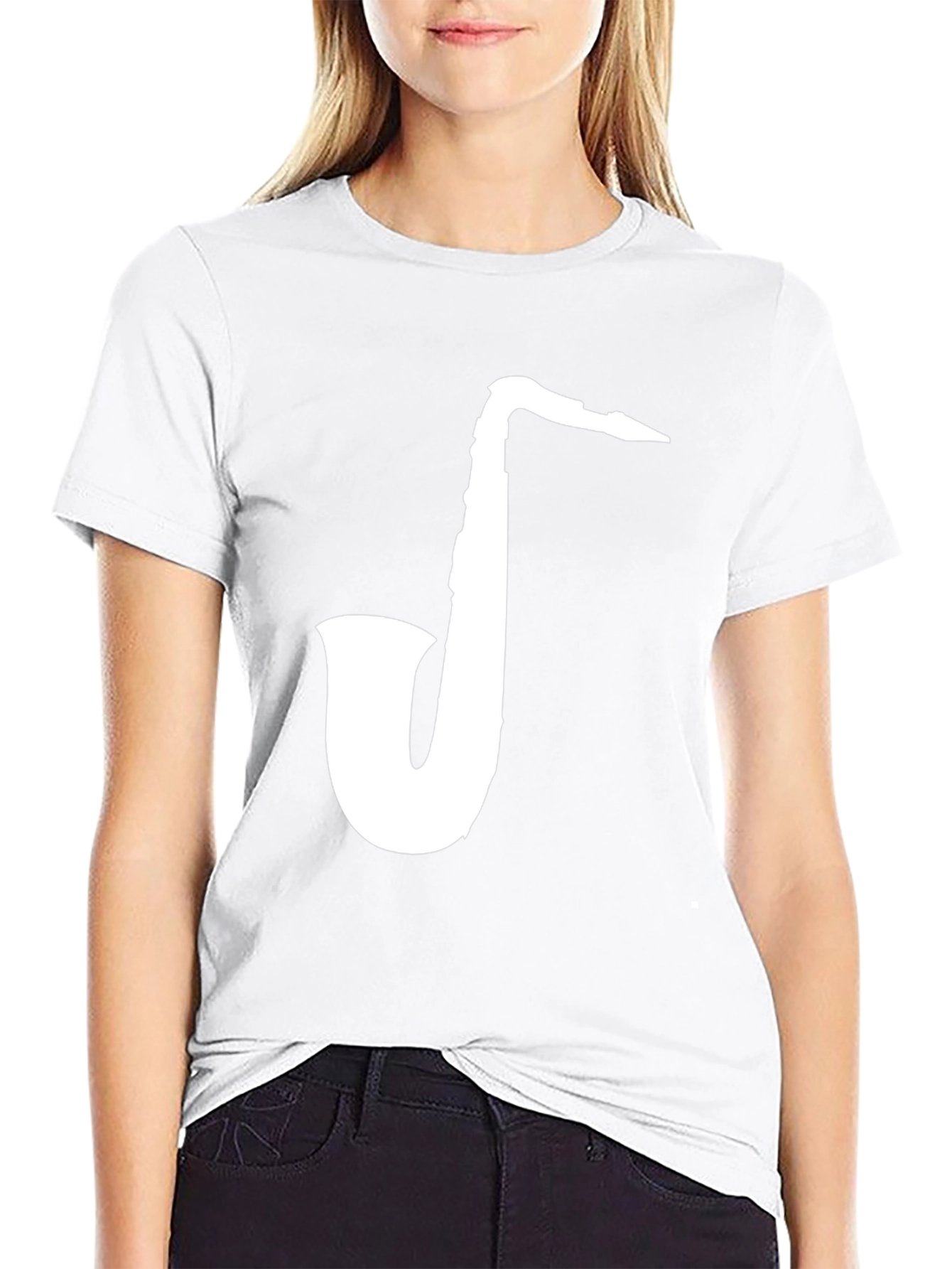 Black Saxophone Graphic Tee - Black Cotton T-Shirt view 9
