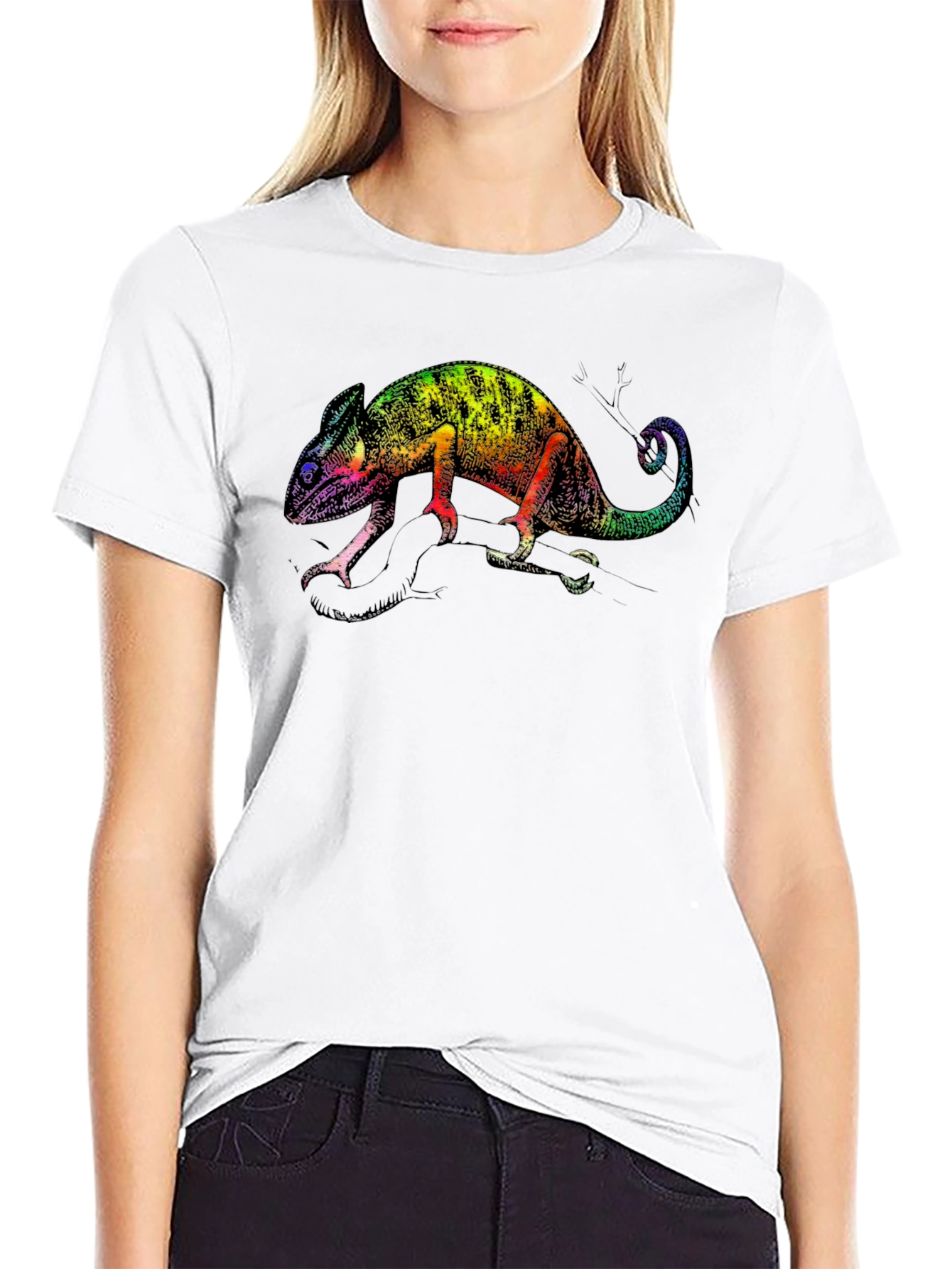 Black Rainbow Chameleon Graphic Tee view 9