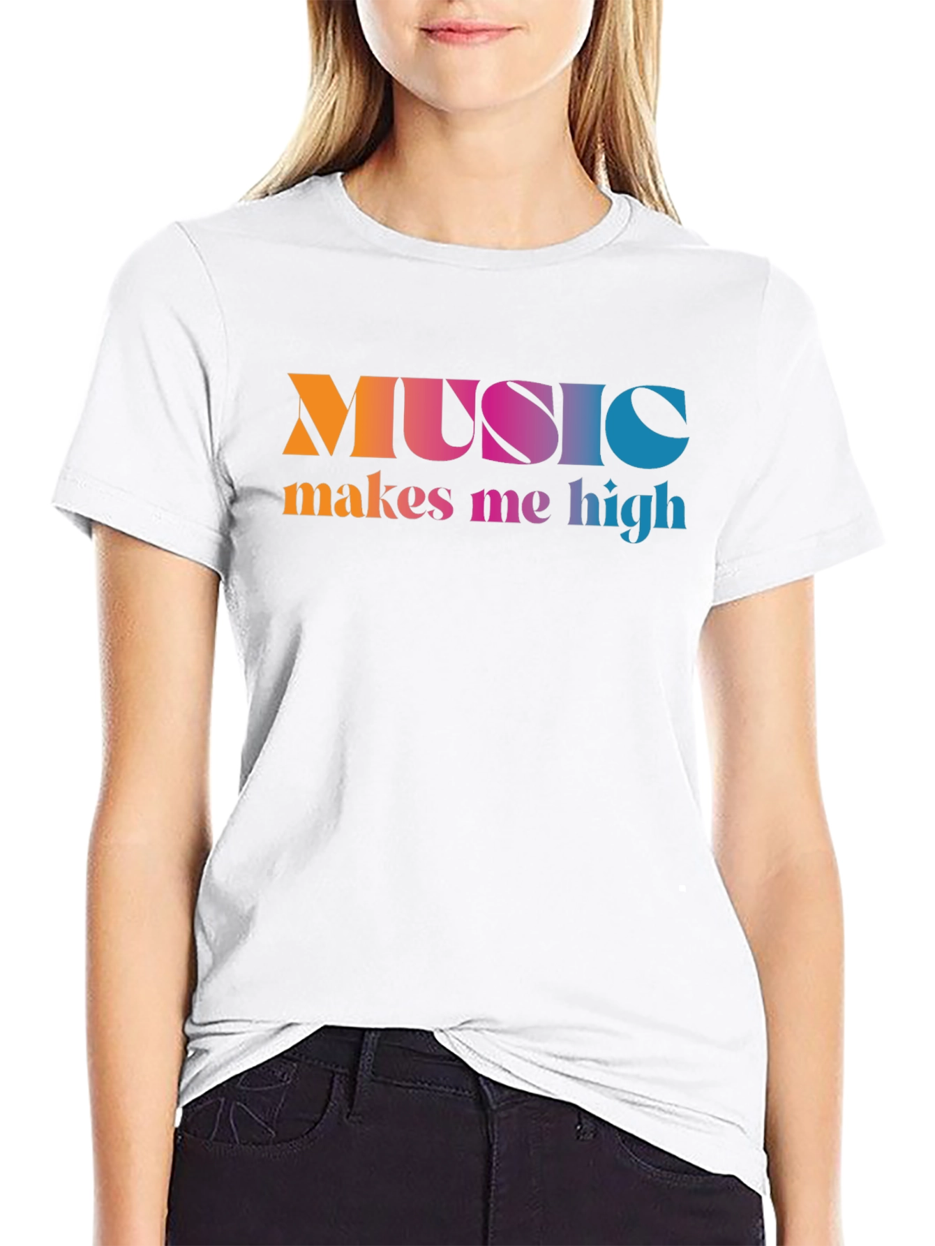Black Music Makes Me High T-Shirt - Colorful Graphic Tee view 9