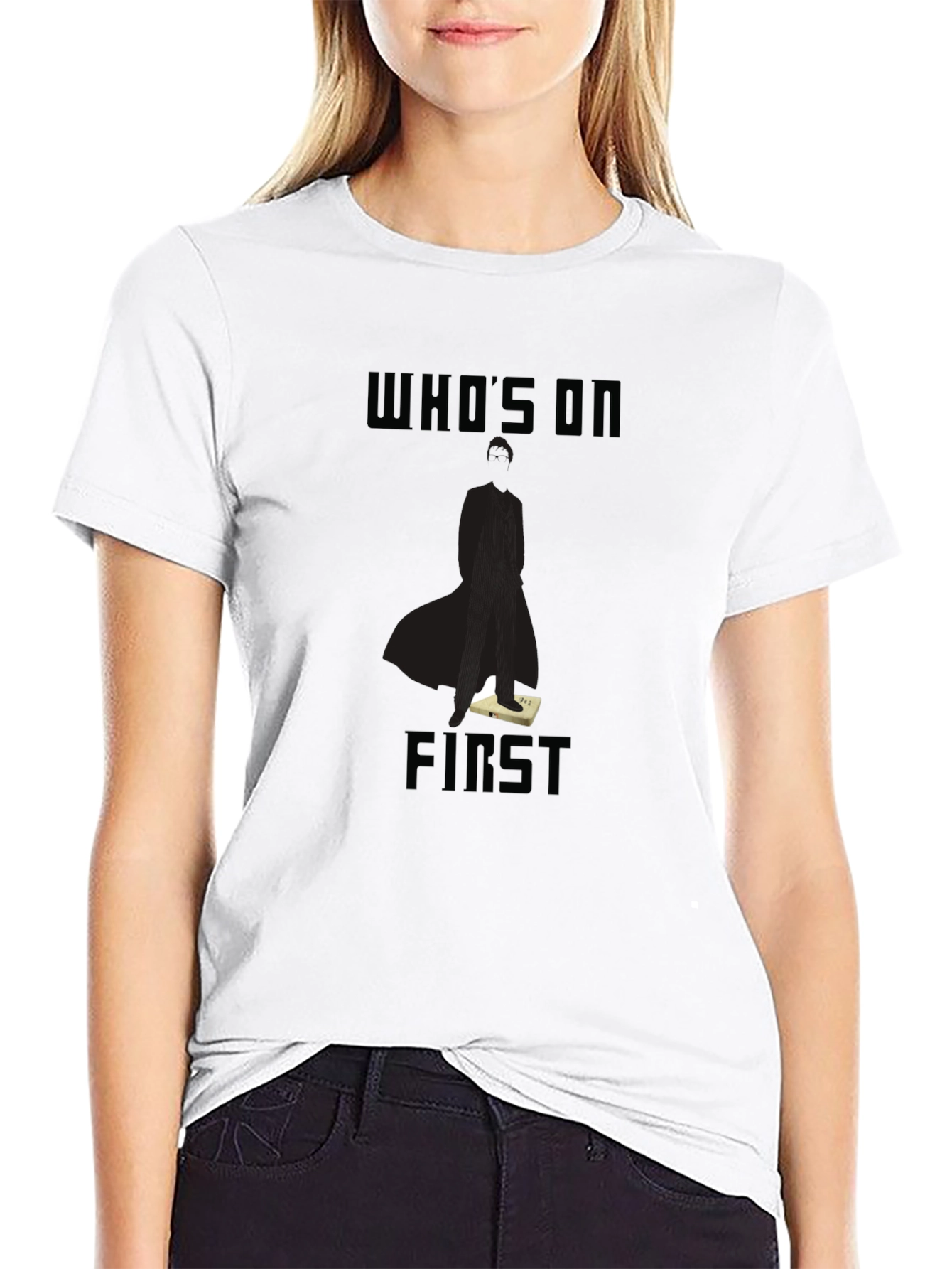 Black Who's On First T-Shirt - Classic Comedy Inspired Tee view 9