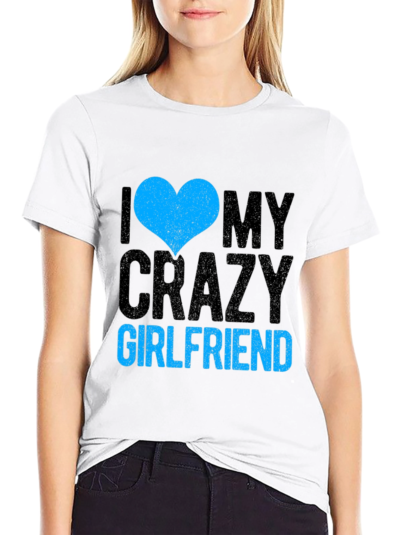 Black I Heart My Crazy Girlfriend - Novelty T-Shirt view 9