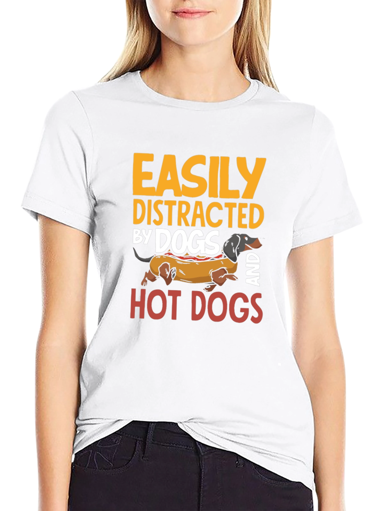 Easily Distracted By Dogs and Hot Dogs T-Shirt - 9