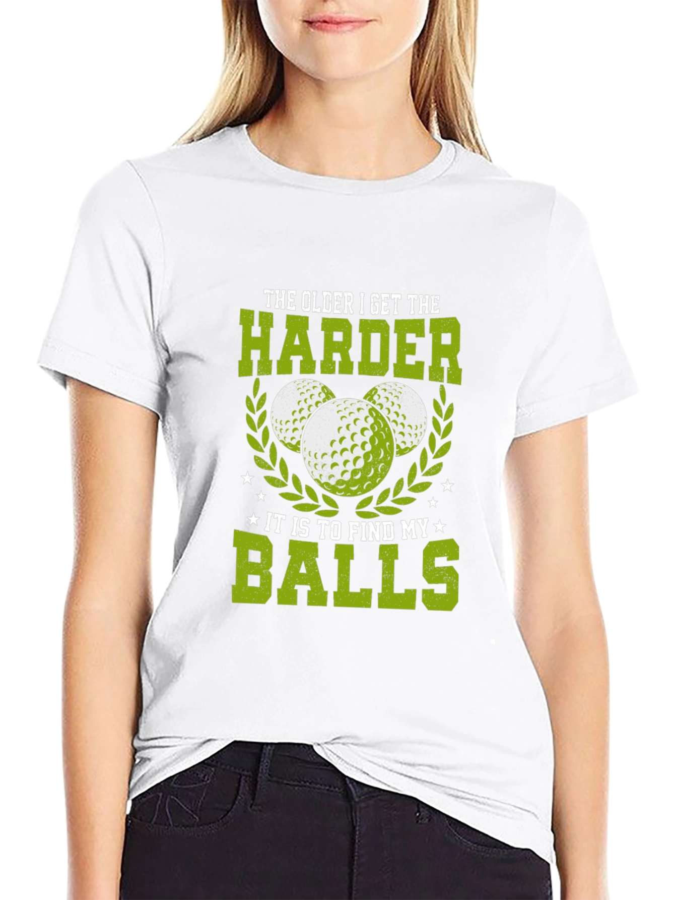 Black Funny Golf T-Shirt: Older Harder to Find Balls view 9