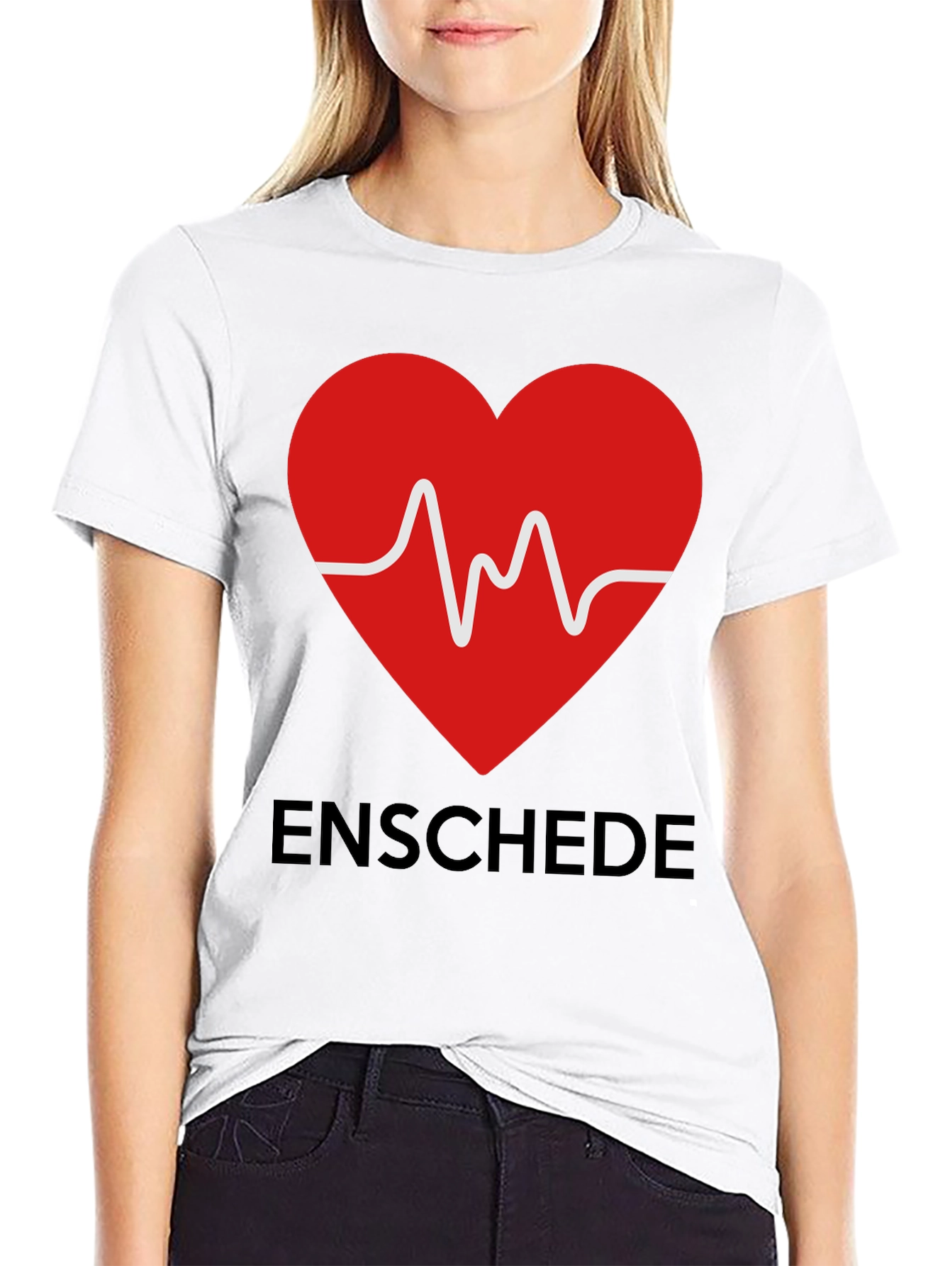 Black Enschede Heartbeat Graphic Tee - Soft Cotton Blend view 9