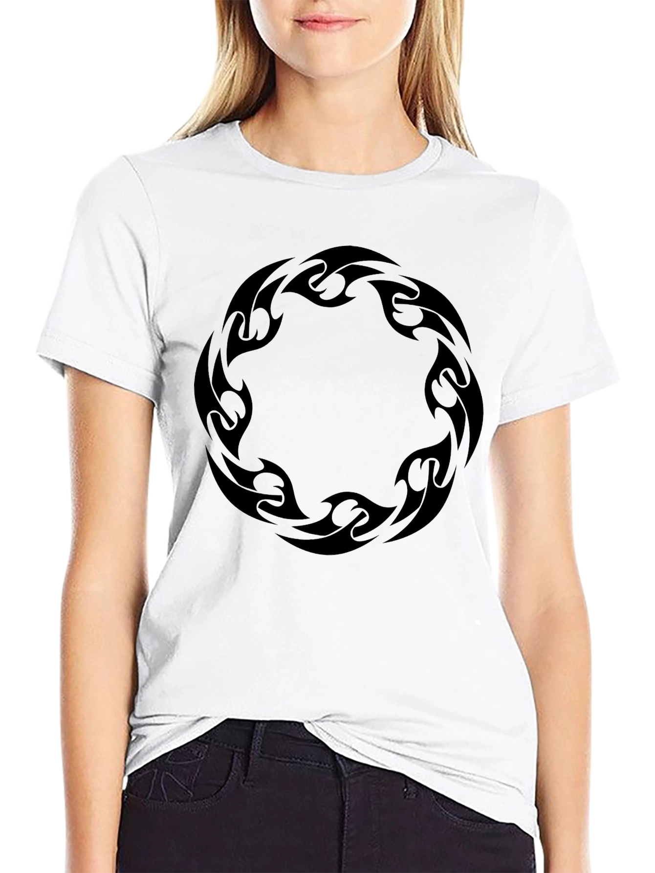 Tribal Circle Graphic Tee - Stylish Black T-Shirt - 9