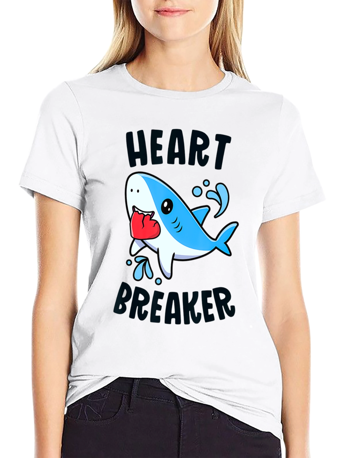 Black Heartbreaker Shark Graphic Tee - Soft Cotton Blend view 9
