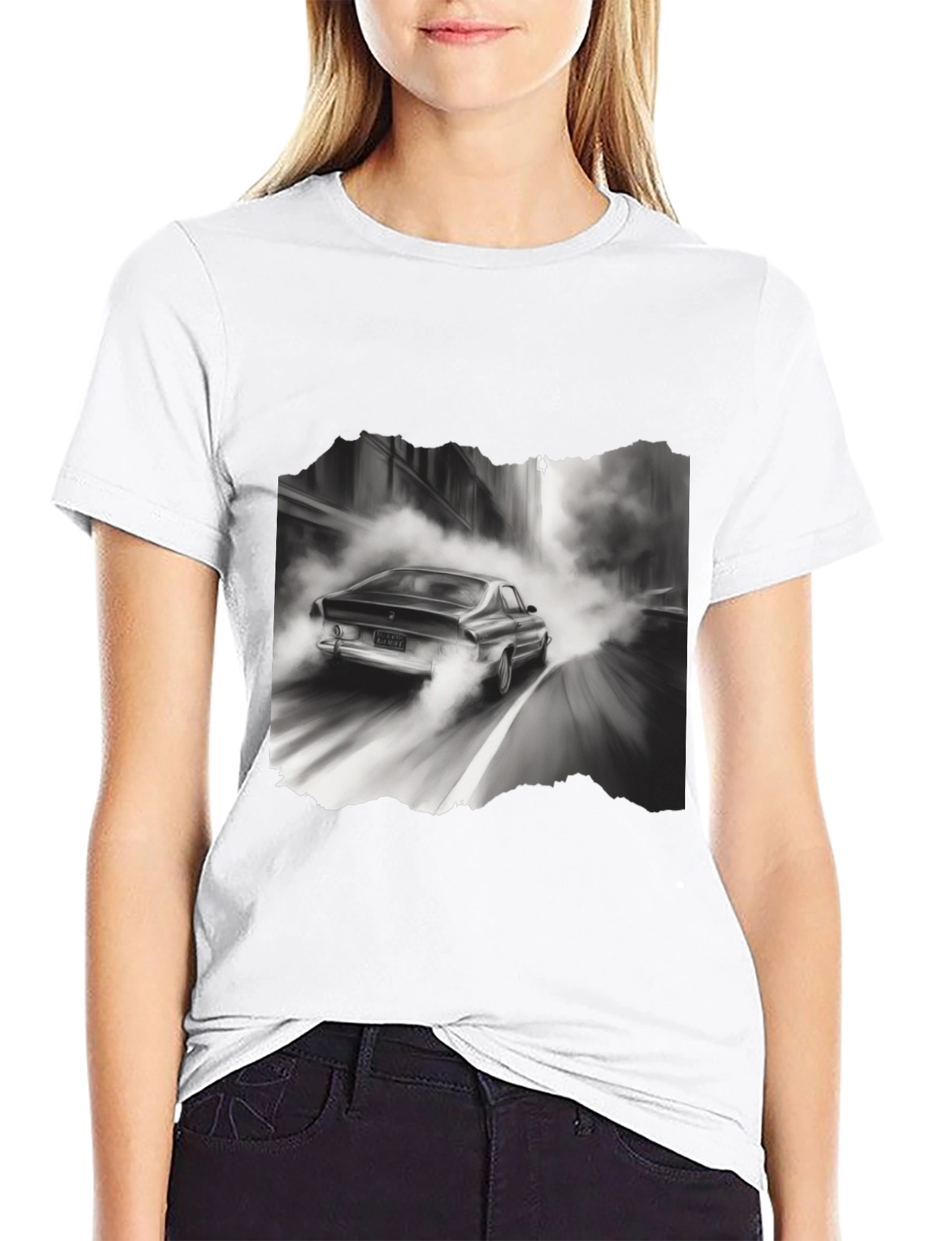 Black Retro Car Graphic Tee - Black Cotton Blend T-Shirt view 9