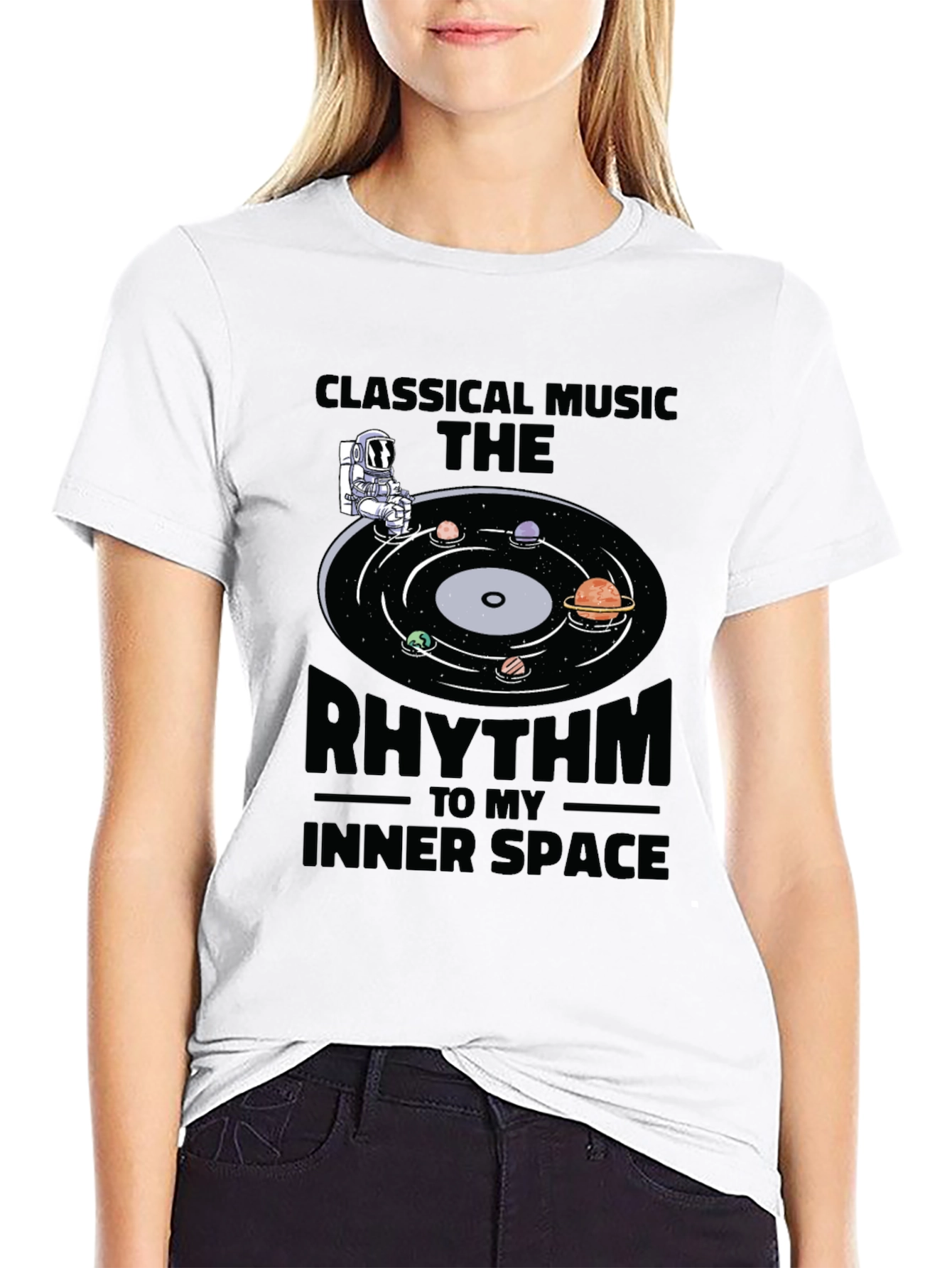 Black Classical Music T-Shirt: Inner Space Rhythm Tee view 9